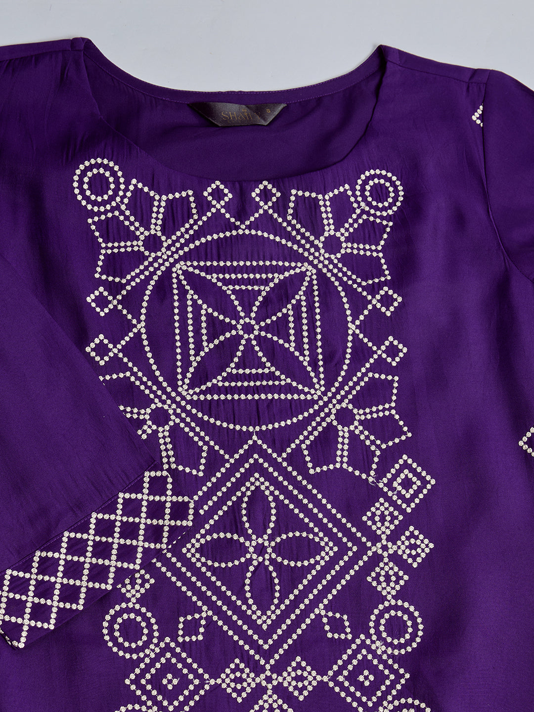 Women's Violet Silk Blend Embroidered Kurta set with dupatta