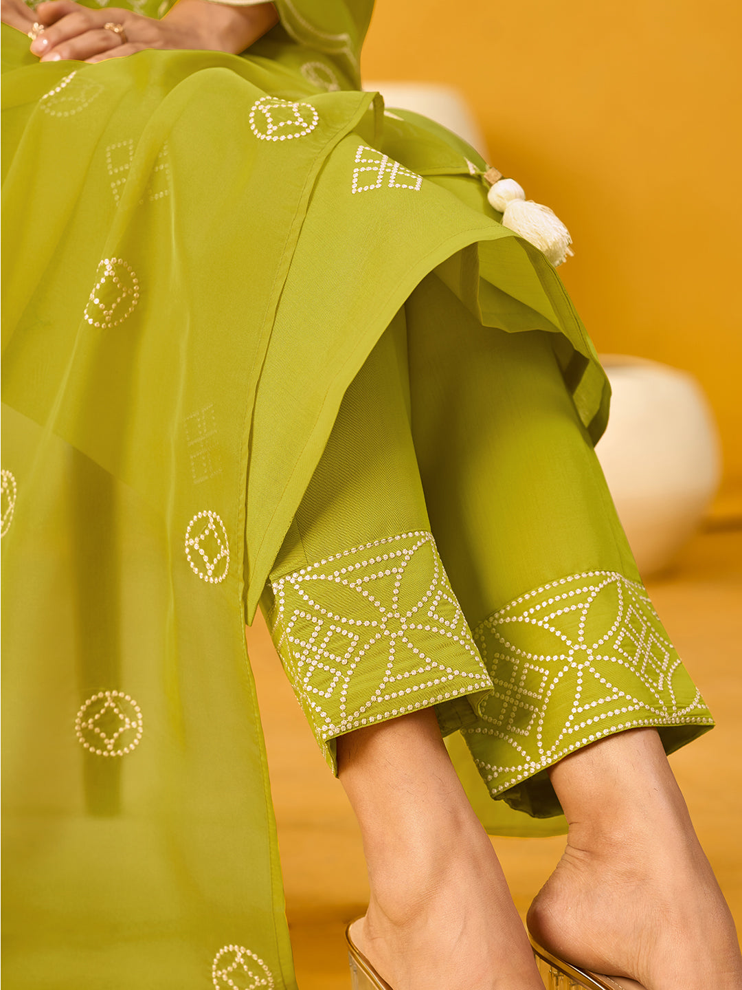 Women's Yellow Silk Blend Embroidered Kurta set with dupatta