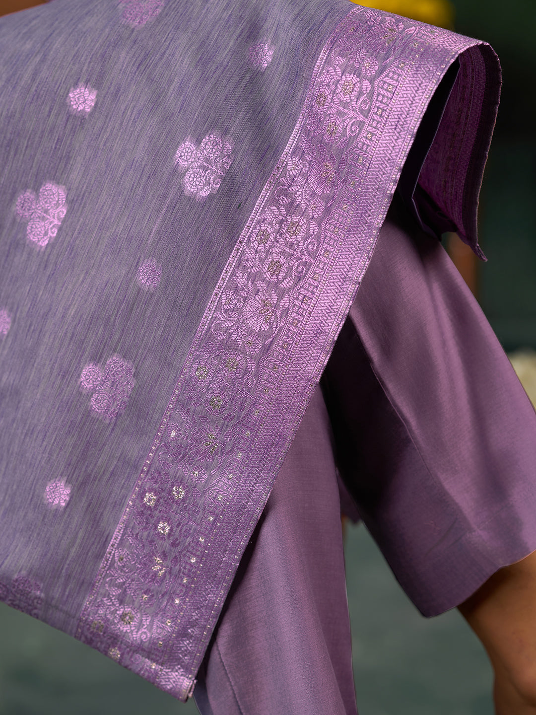 Women's Purple Silk Blend Woven Design Kurta with Trouser & Woven Dupatta