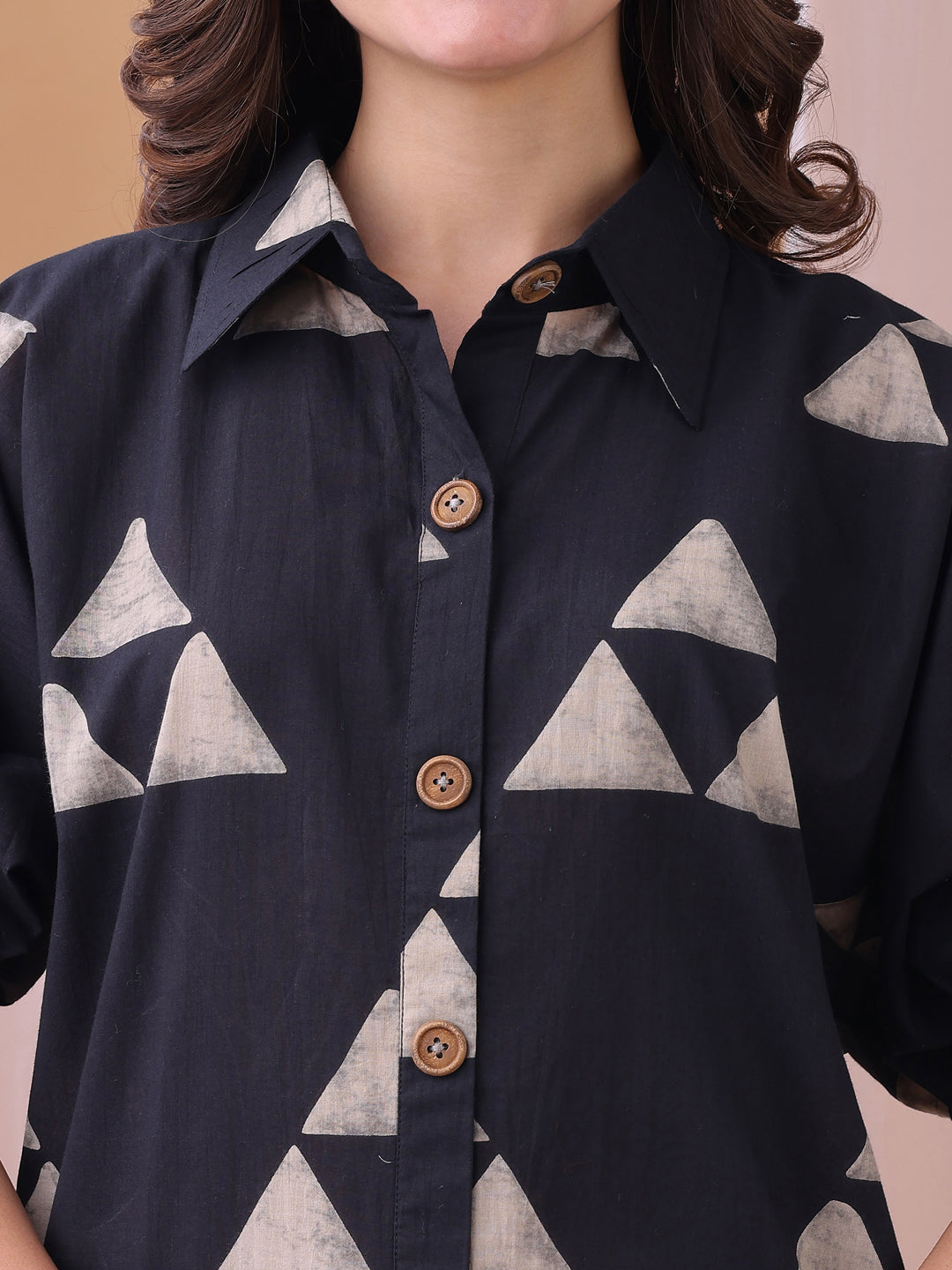 Black Gemoetric Printed Pure Cambric Cotton Co-ords set