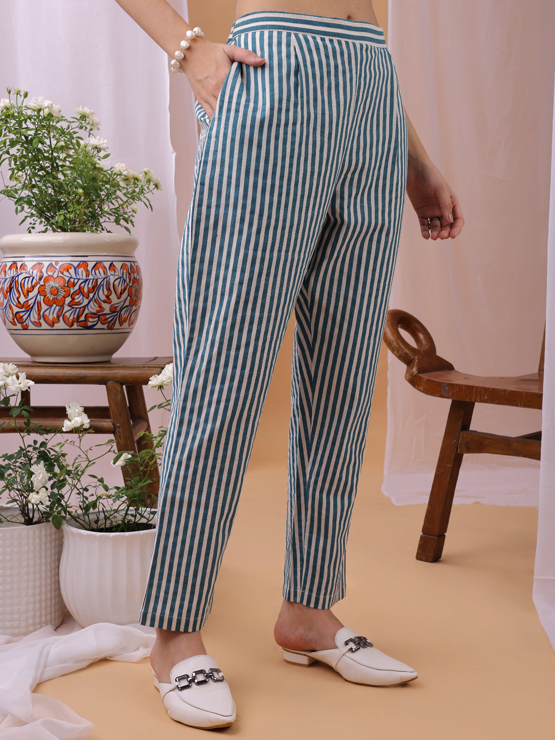 Light Blue Floral Printed Pure Flex Cotton Co-ords set