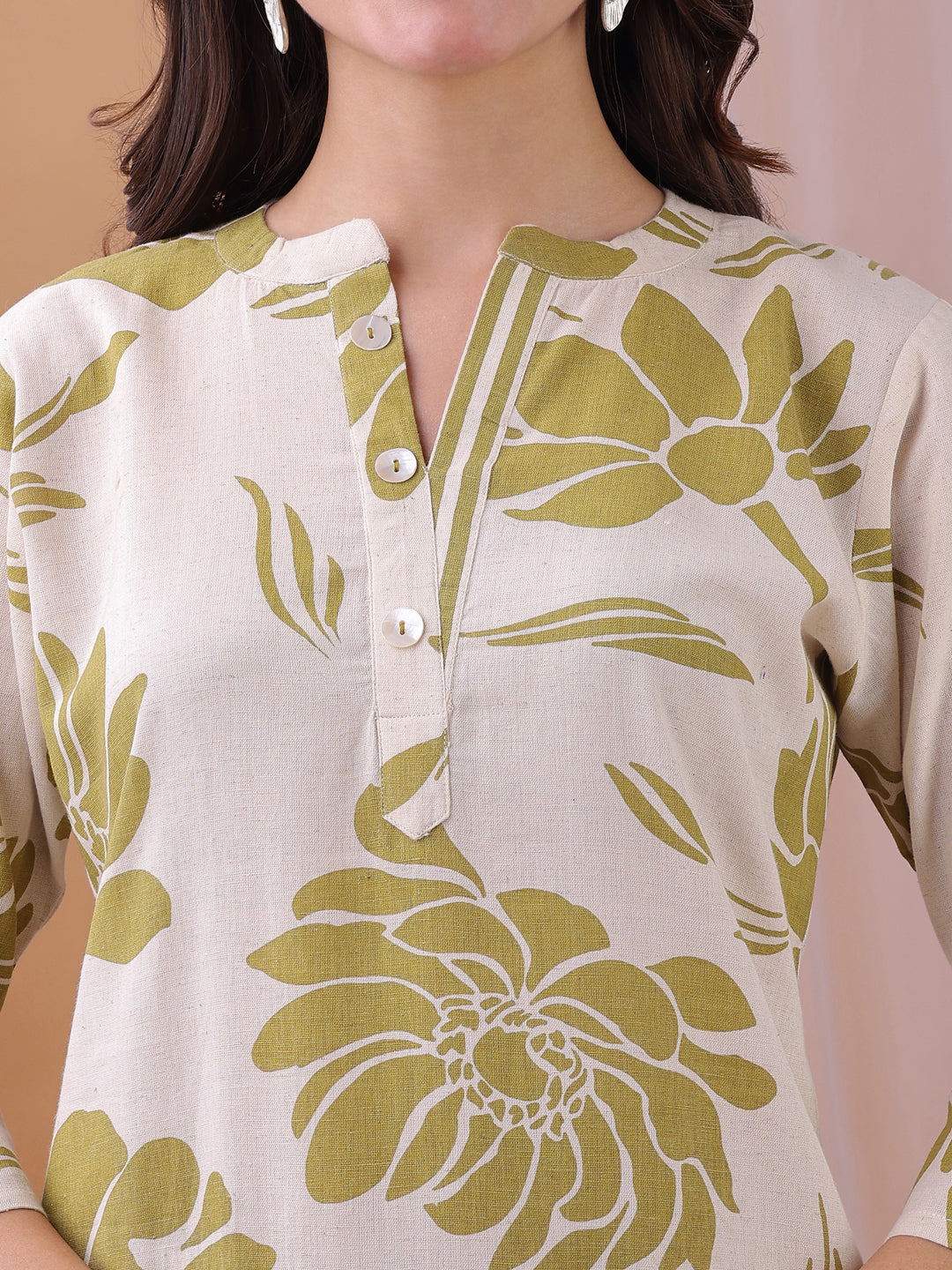 Parrot Green Floral Printed Pure Cambric Cotton Co-ords set