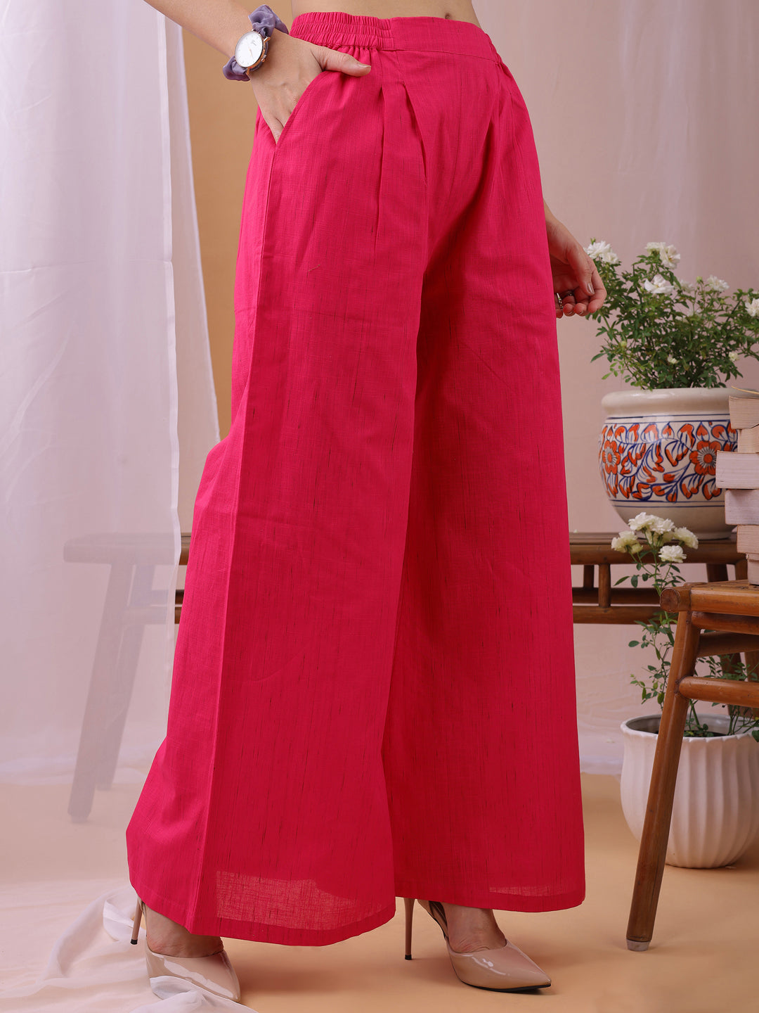 Pink Pure Flex Cotton Handwork Polkha dots Co-ords set