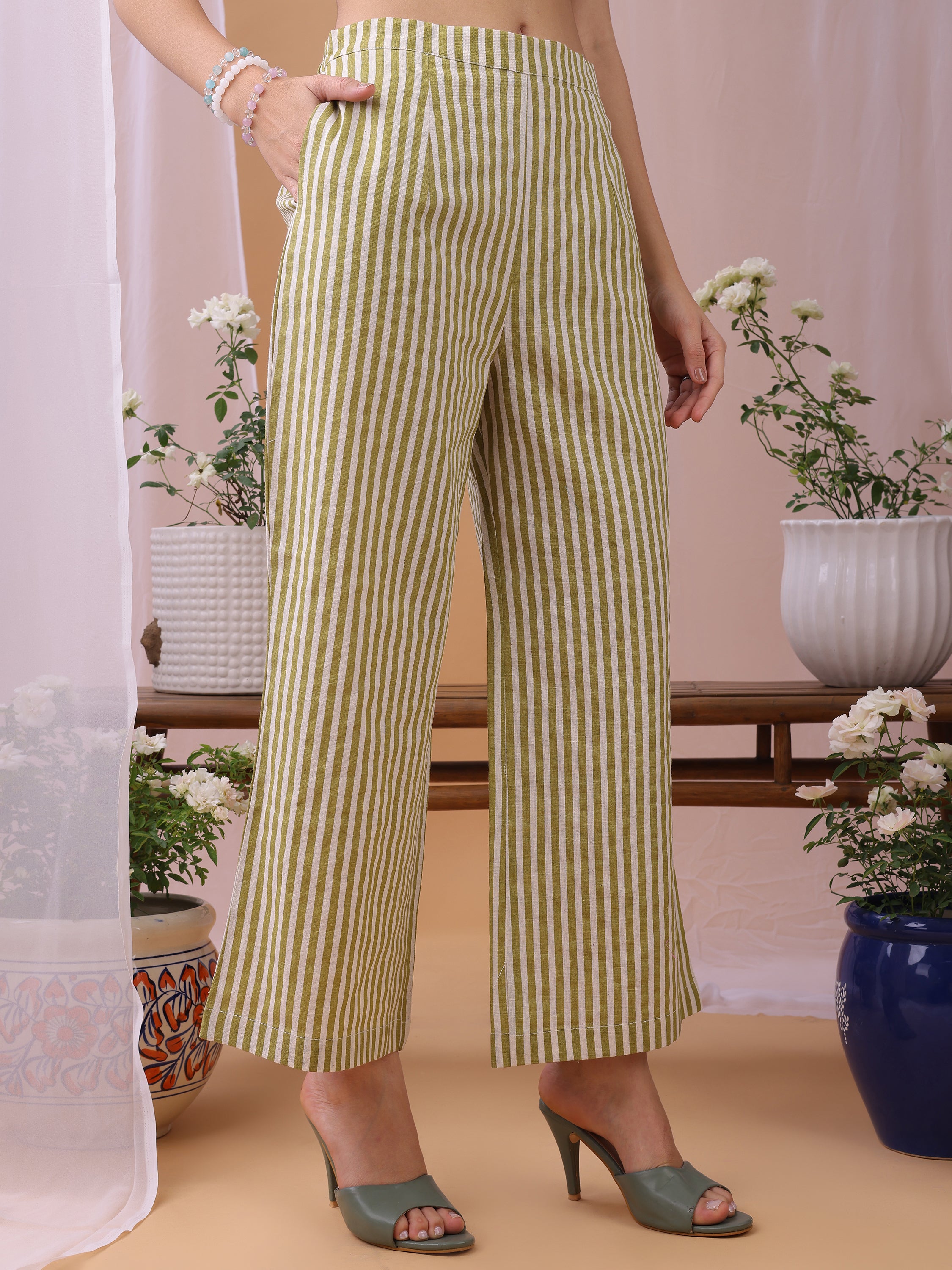 Parrot Green Pure Flex Cotton Printed Floral Co-ords set