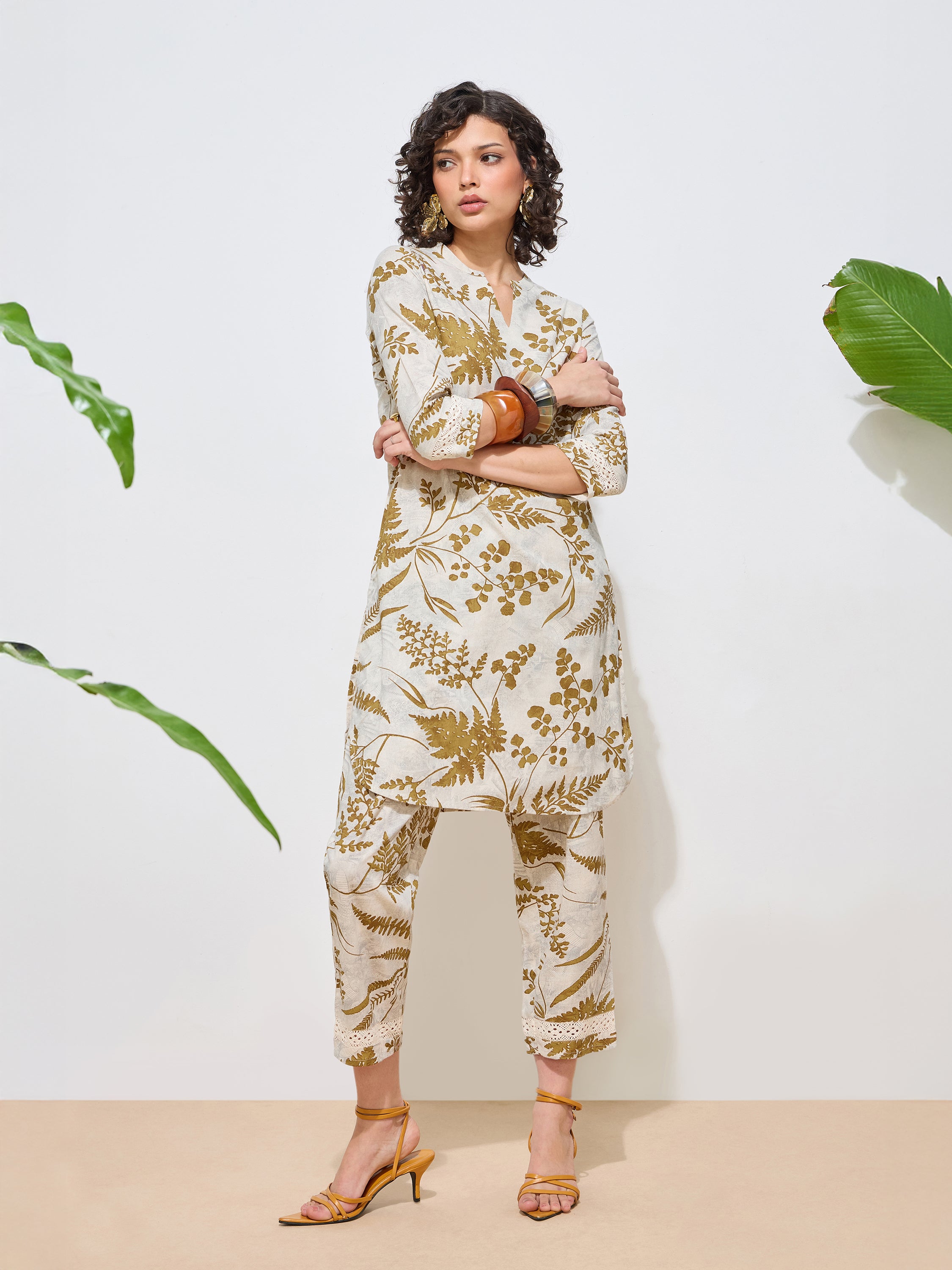 Women's Mustard Floral Printed Pure Flex Cotton Co-ord Set