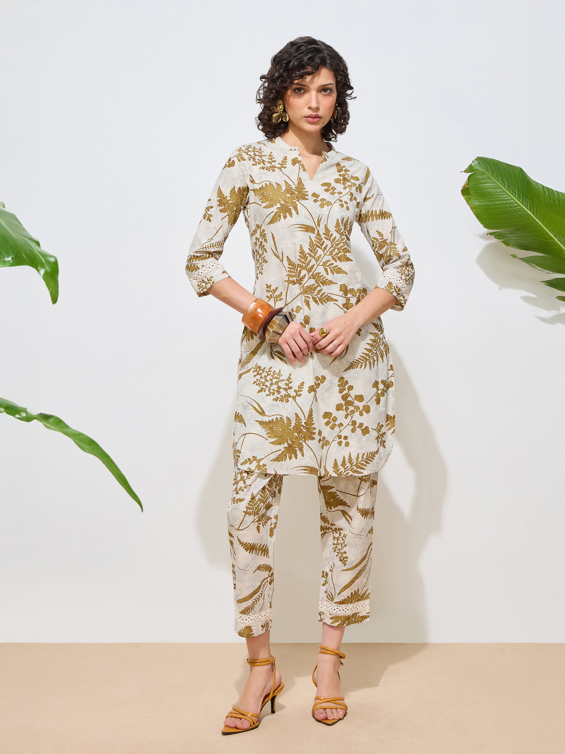 Women's Mustard Floral Printed Pure Flex Cotton Co-ord Set