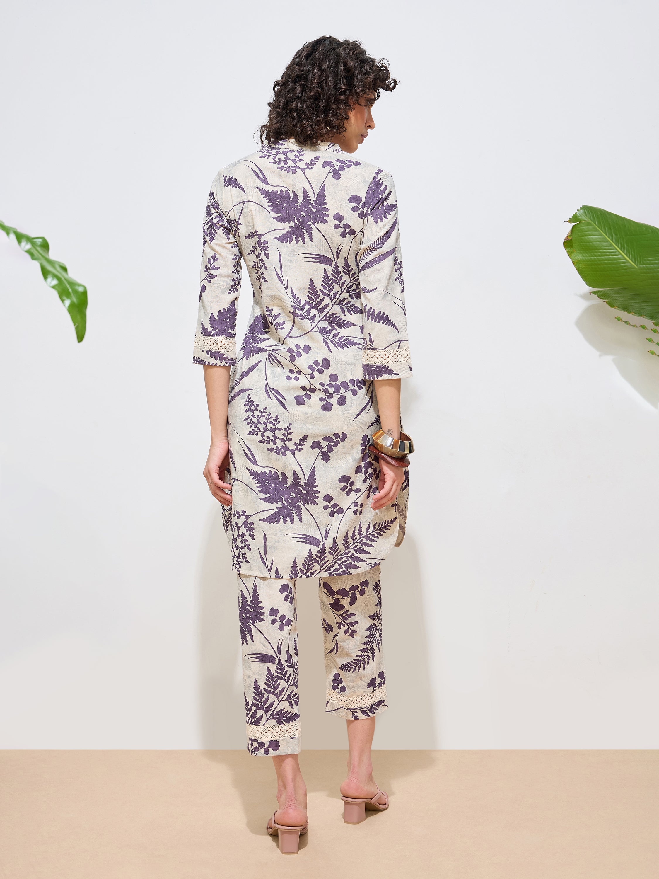 Women's Violet Floral Printed Pure Flex Cotton Co-ord Set