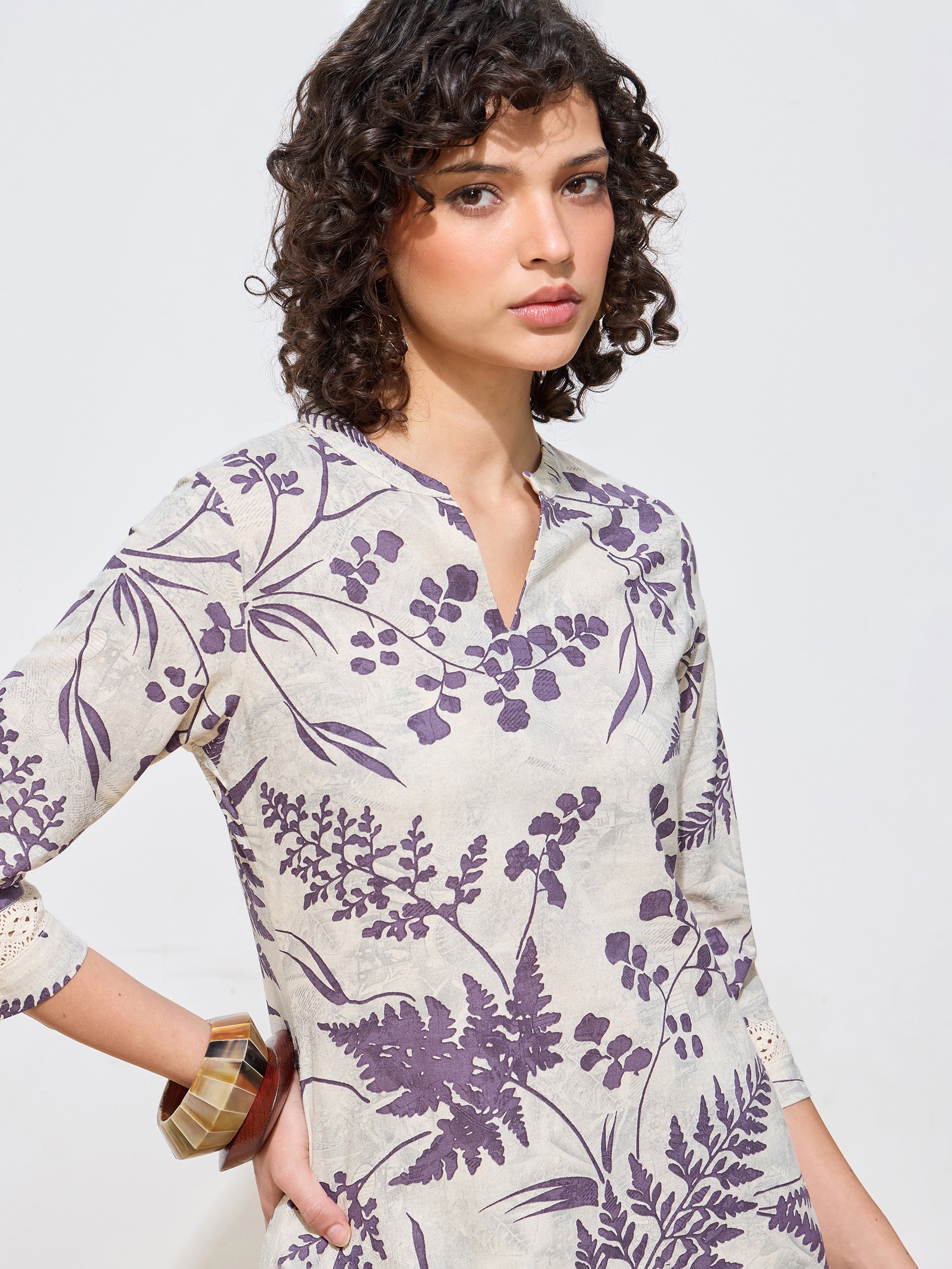 Women's Violet Floral Printed Pure Flex Cotton Co-ord Set