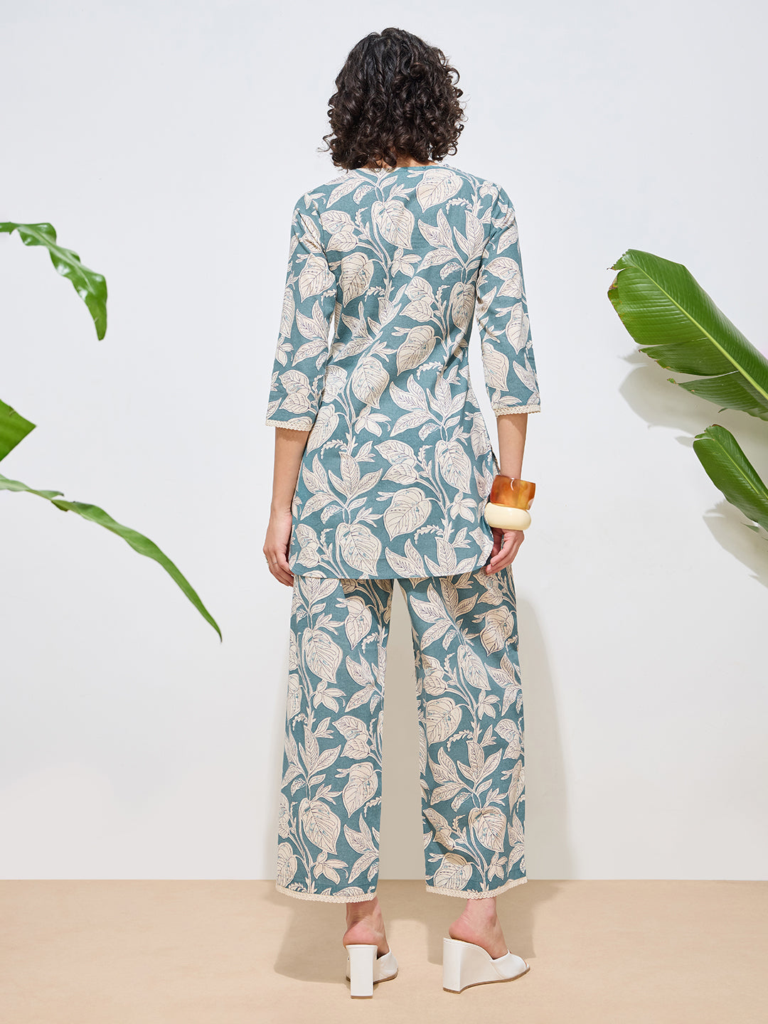 Women's Blue Floral Printed Pure Flex Cotton Co-ord Set