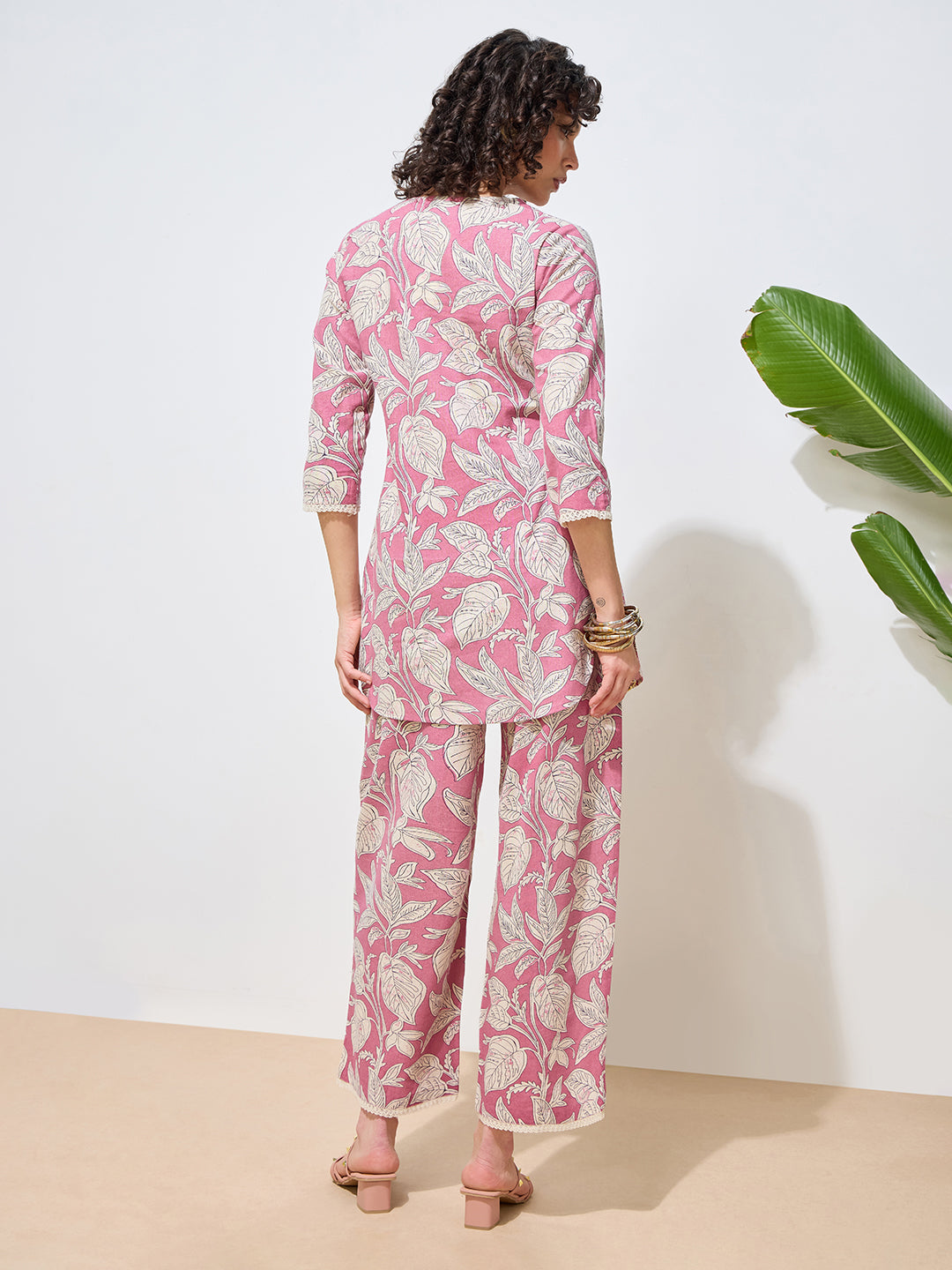 Women's Pink Floral Printed Pure Flex Cotton Co-ord Set