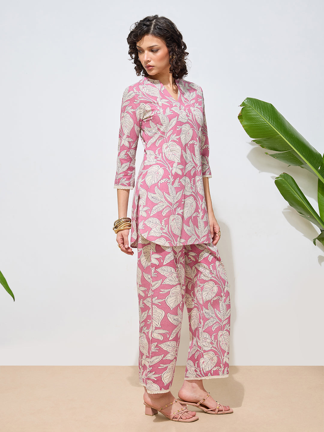 Women's Pink Floral Printed Pure Flex Cotton Co-ord Set