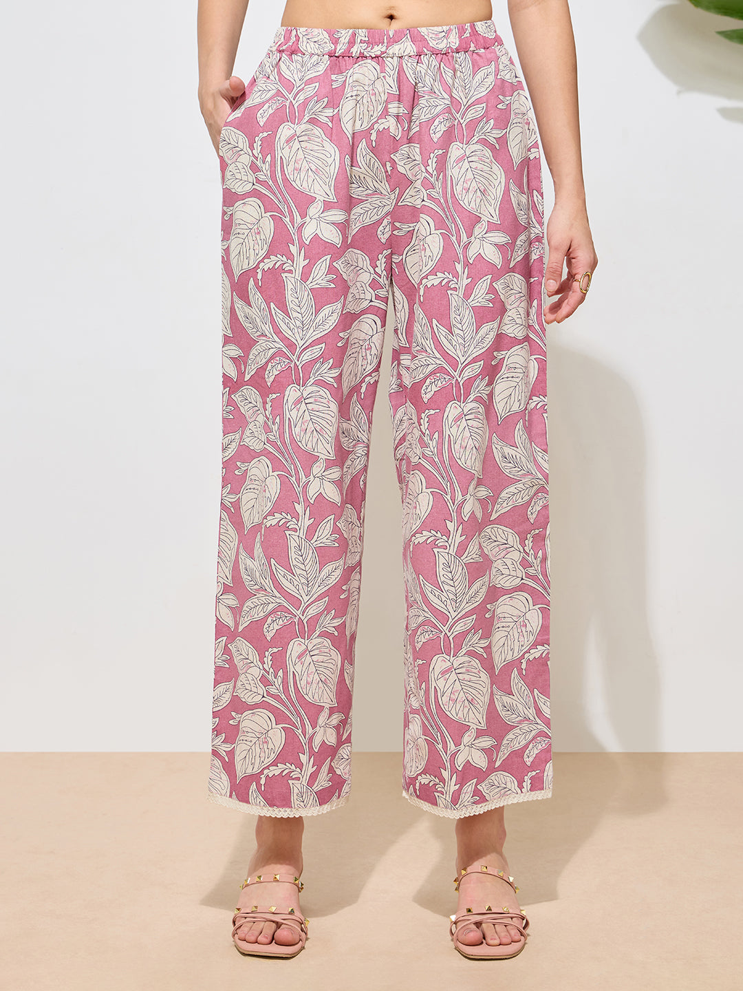 Women's Pink Floral Printed Pure Flex Cotton Co-ord Set