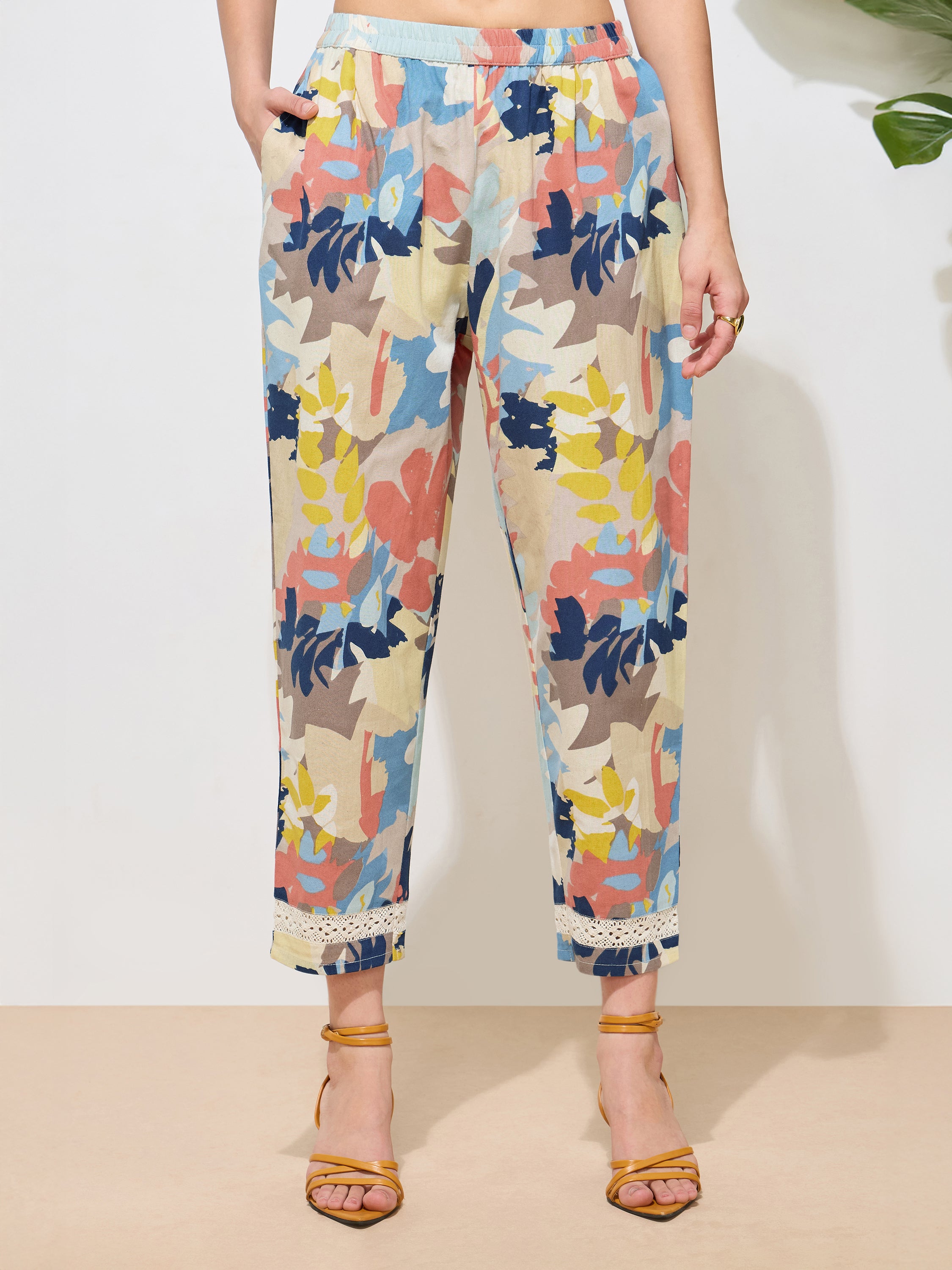 Women's Orange Floral Printed Pure Flex Cotton Co-ord Set