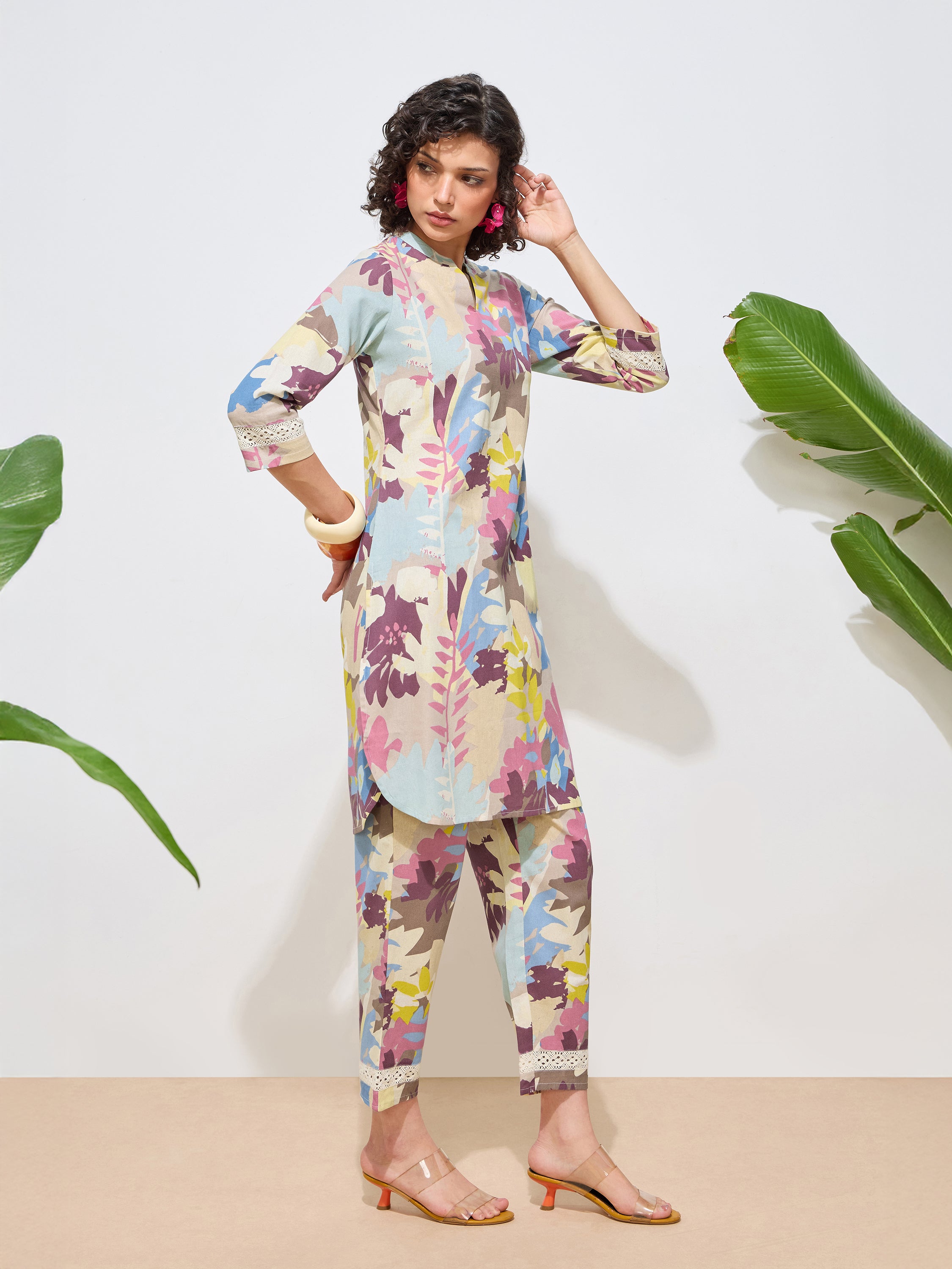 Women's Pink Floral Printed Pure Flex Cotton Co-ord Set