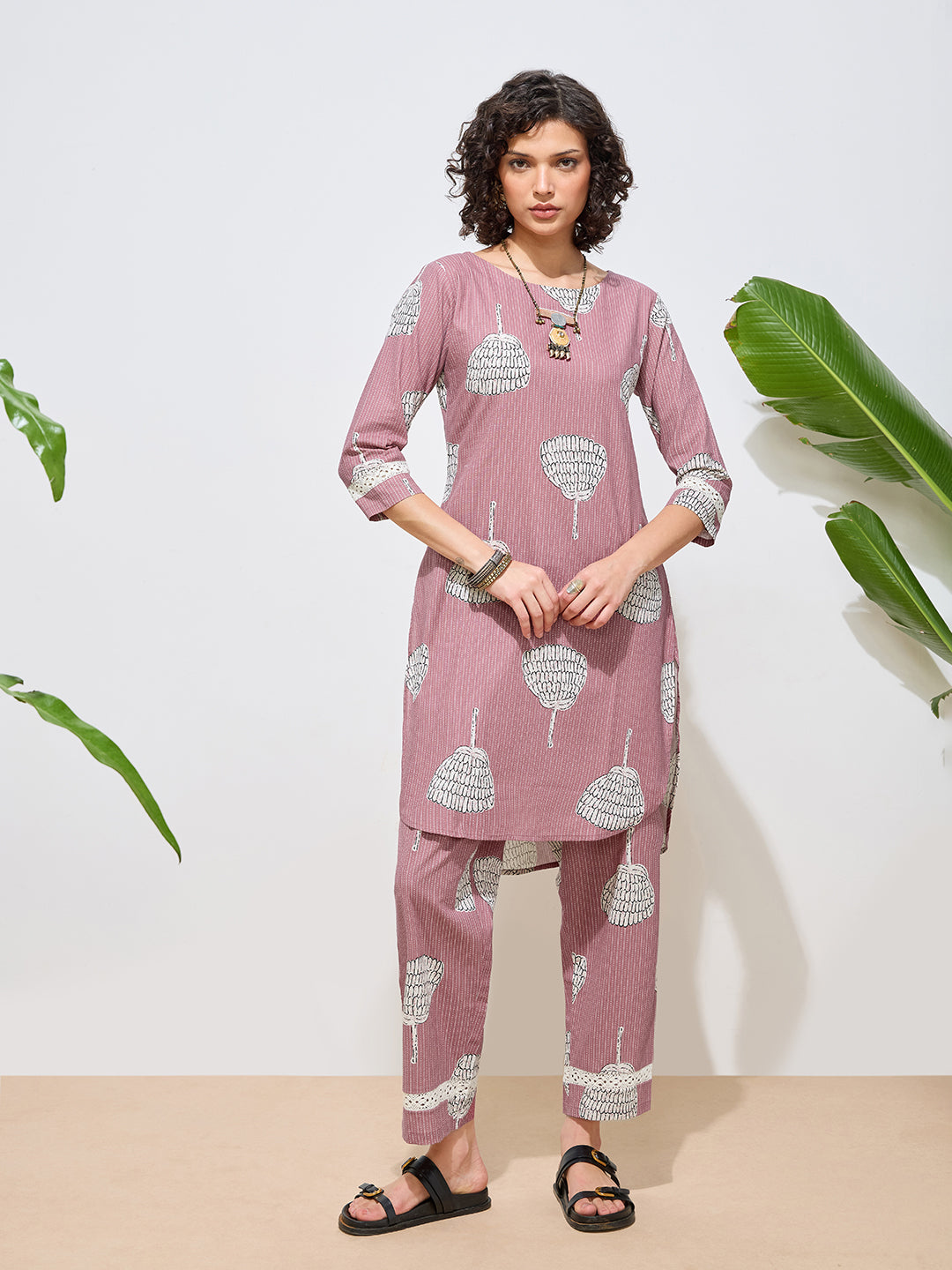 Women's Pink Floral Printed Pure Flex Cotton Co-ord Set