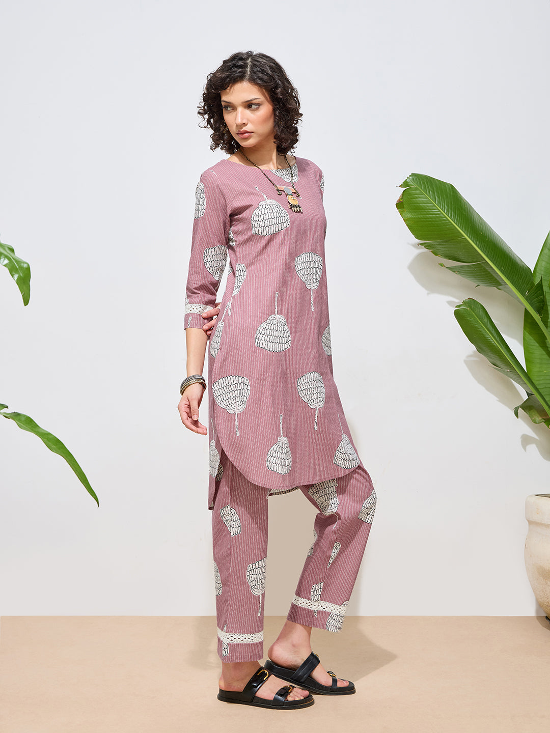 Women's Pink Floral Printed Pure Flex Cotton Co-ord Set