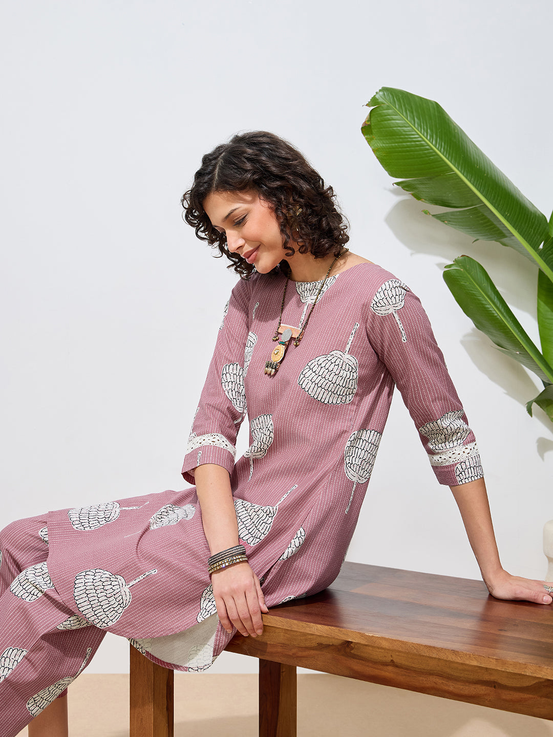 Women's Pink Floral Printed Pure Flex Cotton Co-ord Set