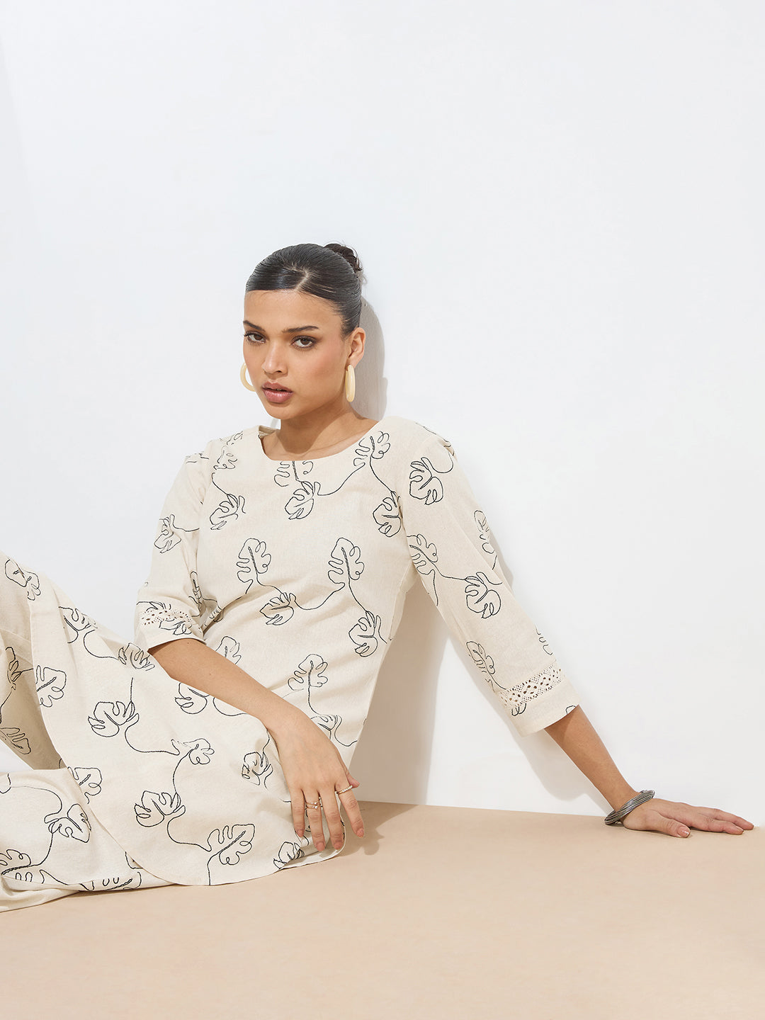 Women's Black Floral Printed Pure Flex Cotton Co-ord Set