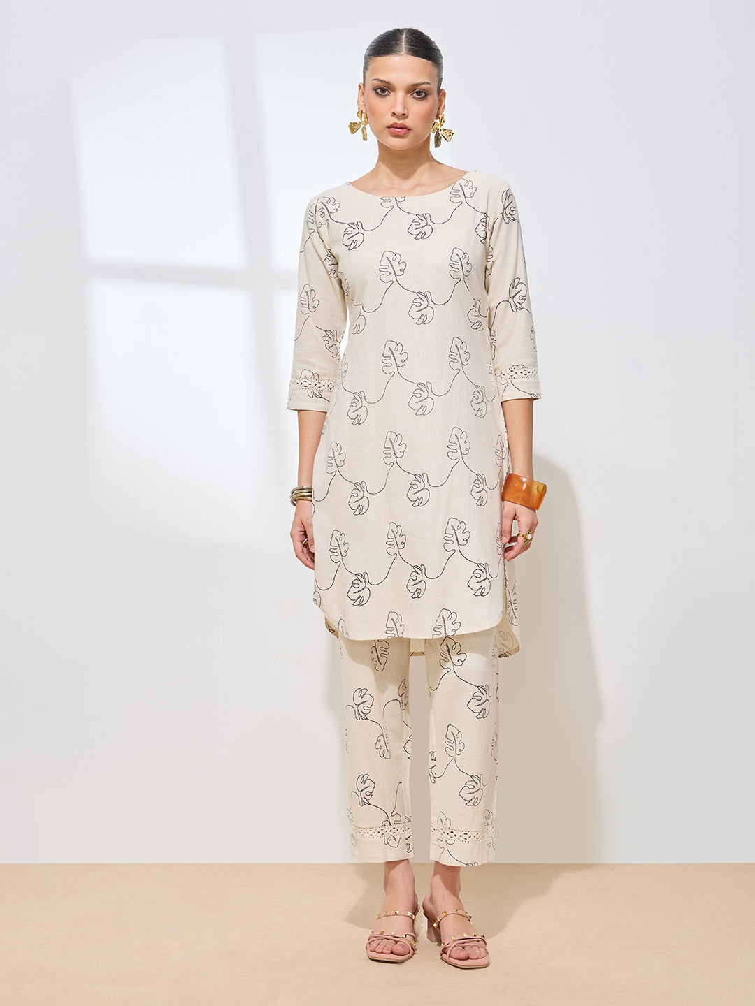 Women's Wine Floral Printed Pure Flex Cotton Co-ord Set