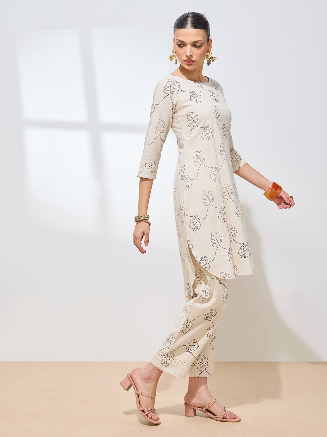 Women's Wine Floral Printed Pure Flex Cotton Co-ord Set