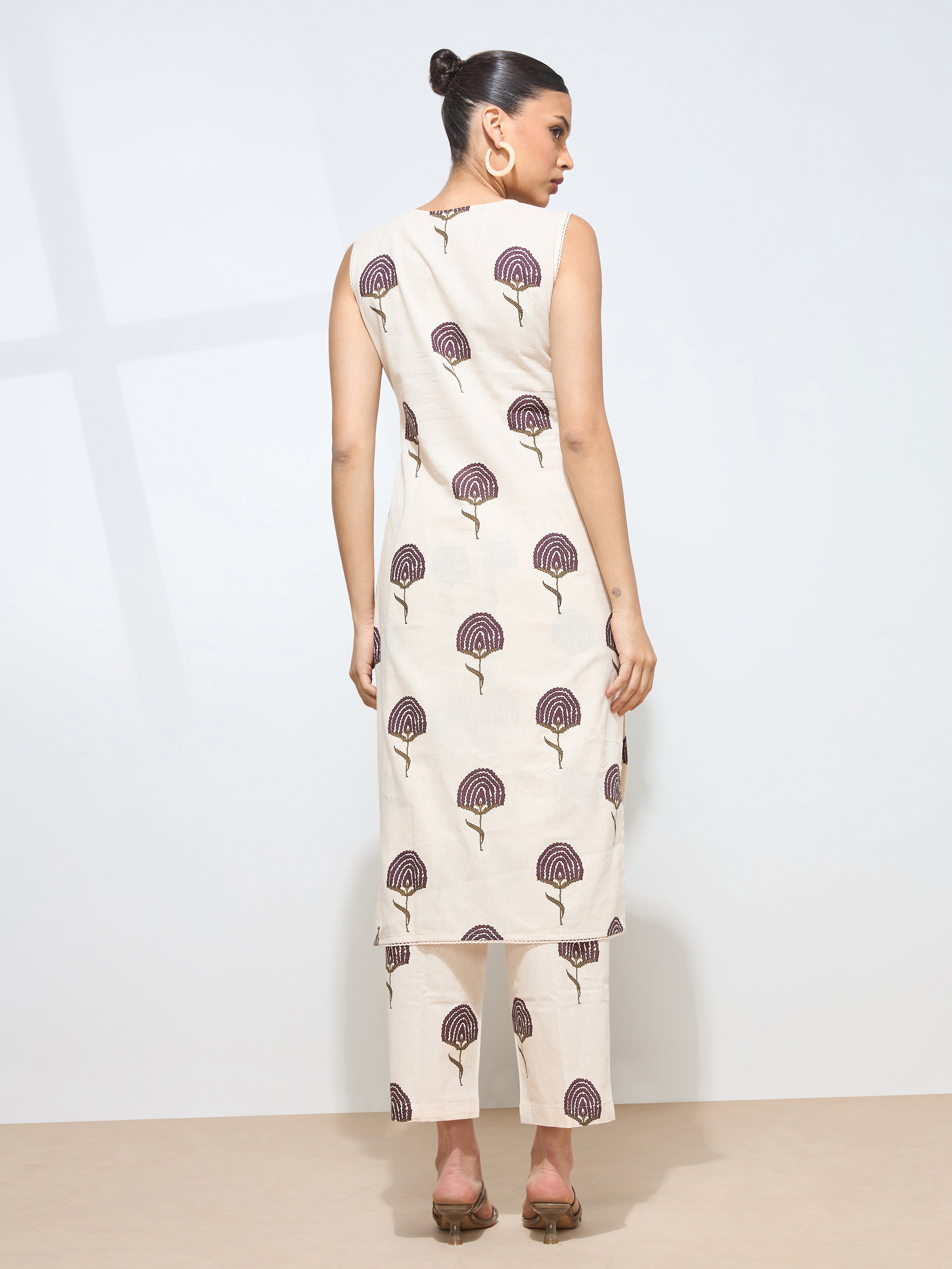 Women's Wine Floral Printed Pure Flex Cotton Co-ord Set