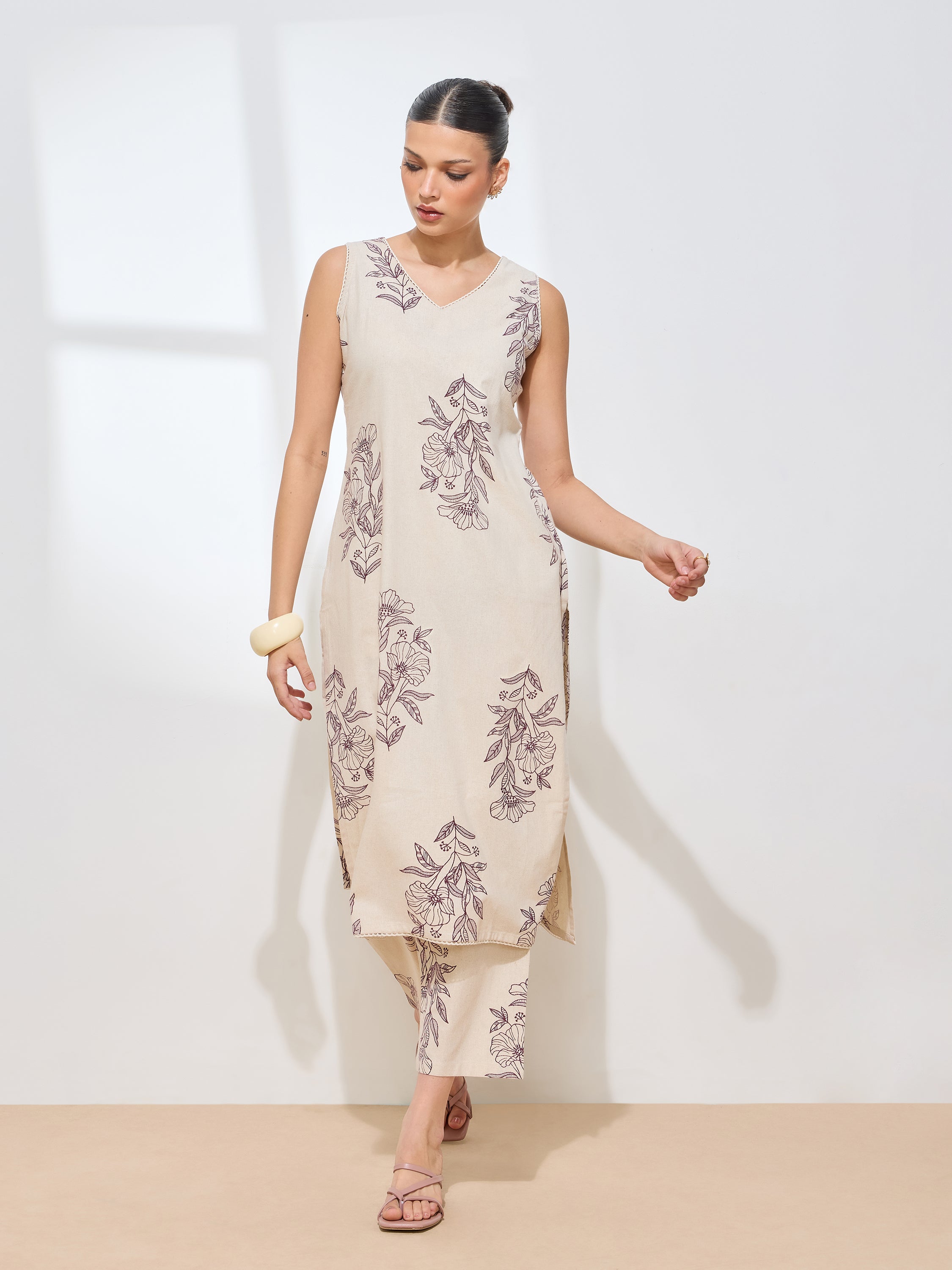 Women's Maroon Floral Printed Pure Flex Cotton Co-ord Set