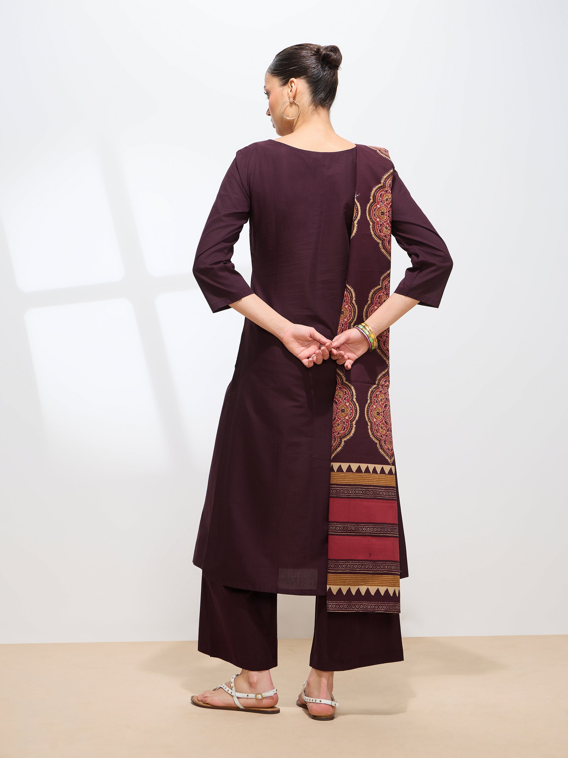 Graceful Purple Solid Solid Pure Cotton Kurta set