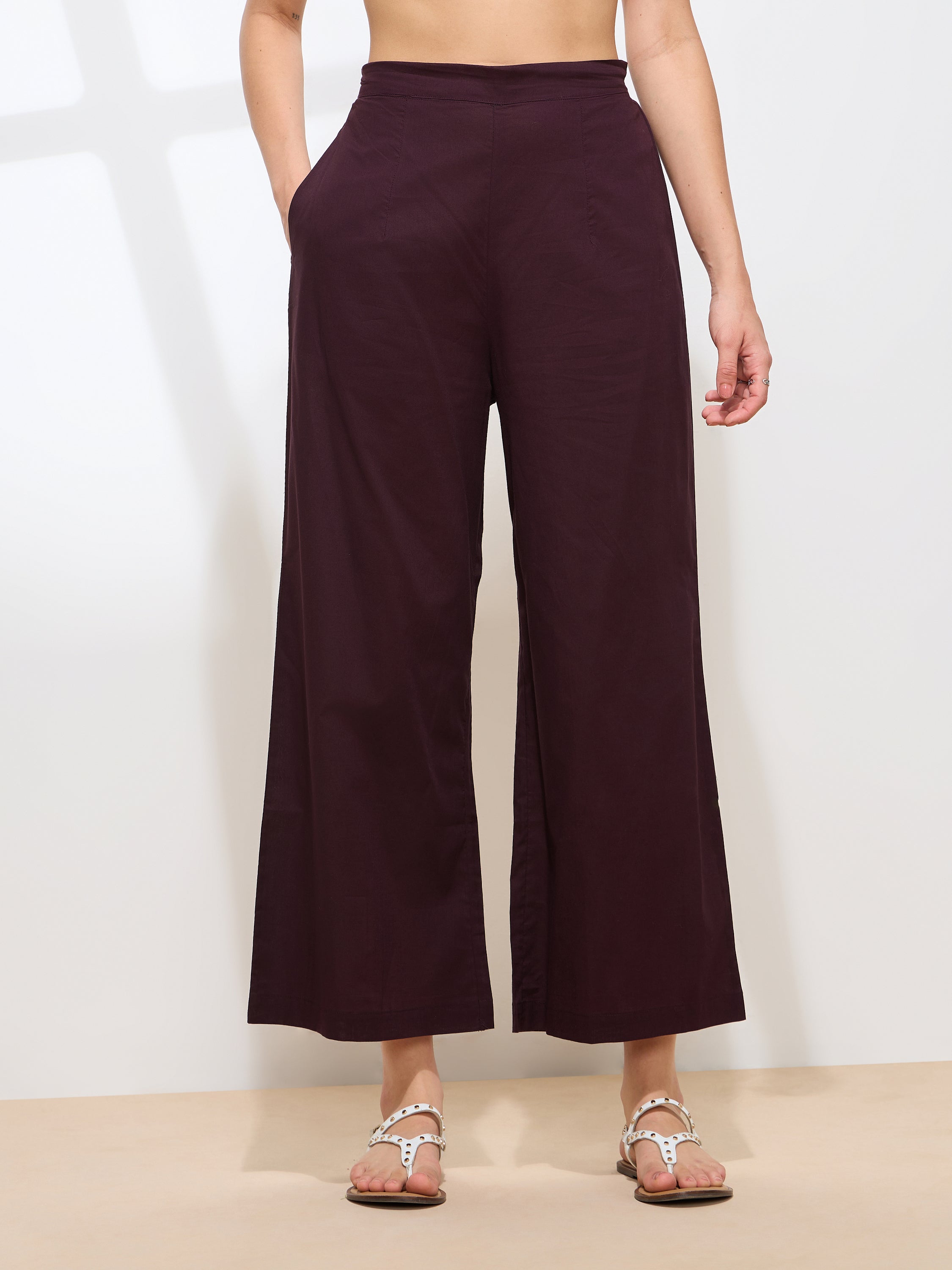 Graceful Purple Solid Solid Pure Cotton Kurta set