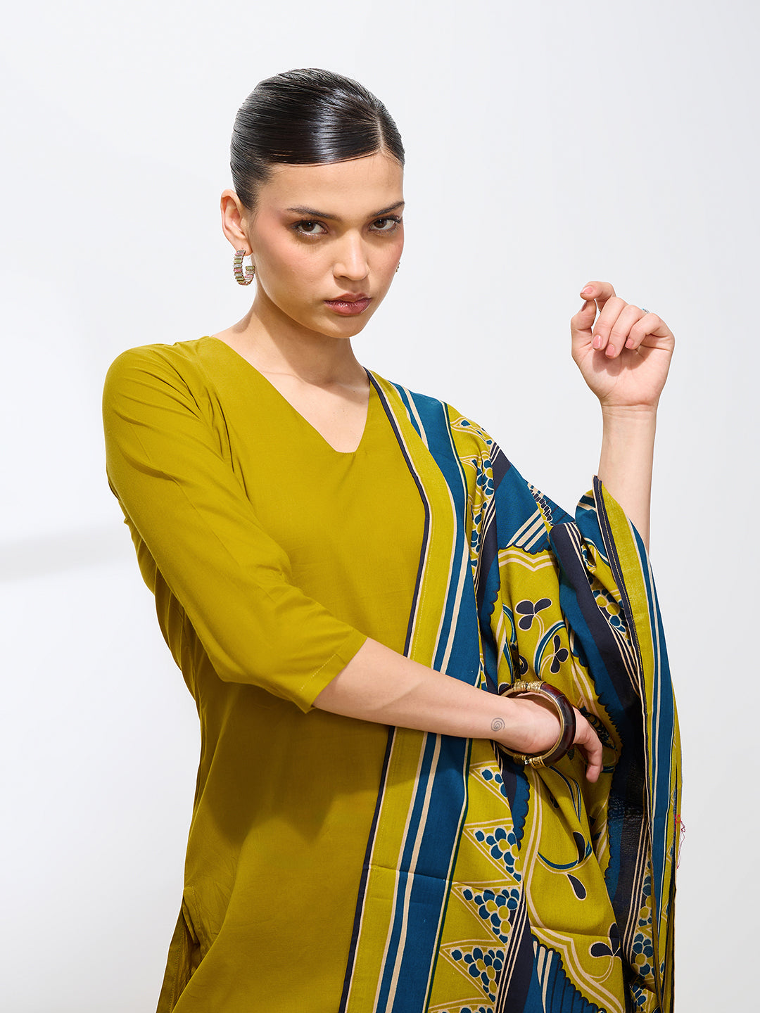 Graceful Mustard Solid Pure Cotton Kurta set