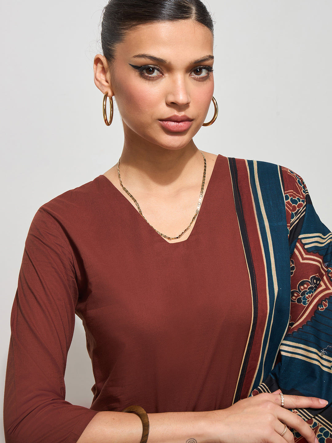 Graceful Rust Solid Pure Cotton Kurta set