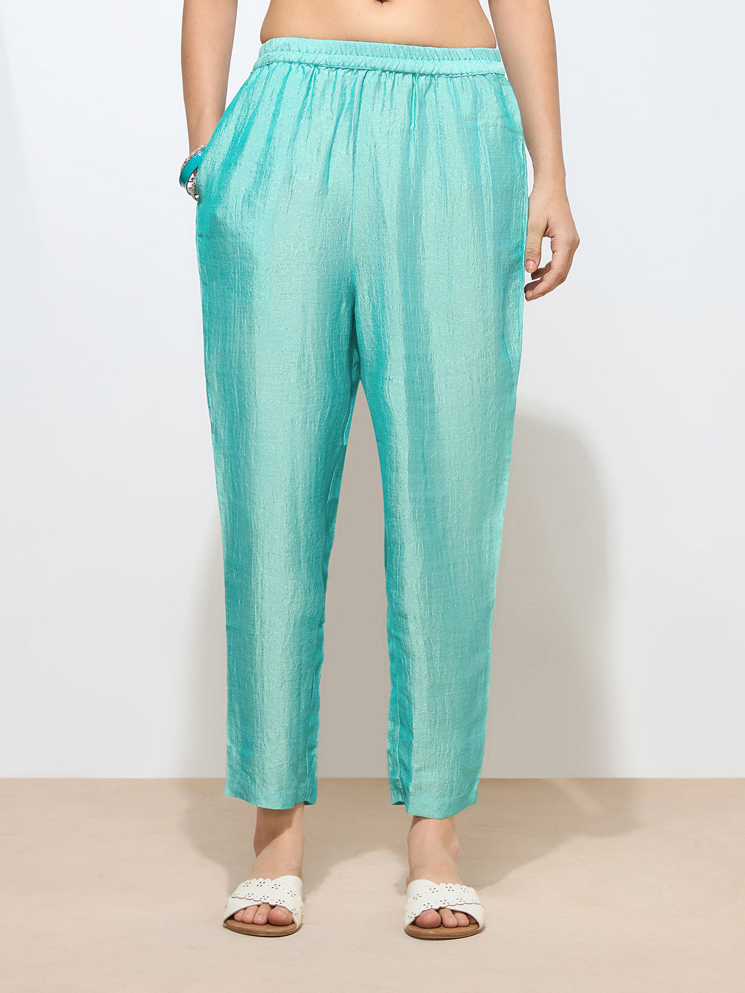 Women's Sky Blue Silk Blend Embroidered Kurta with Trouser & Dupatta