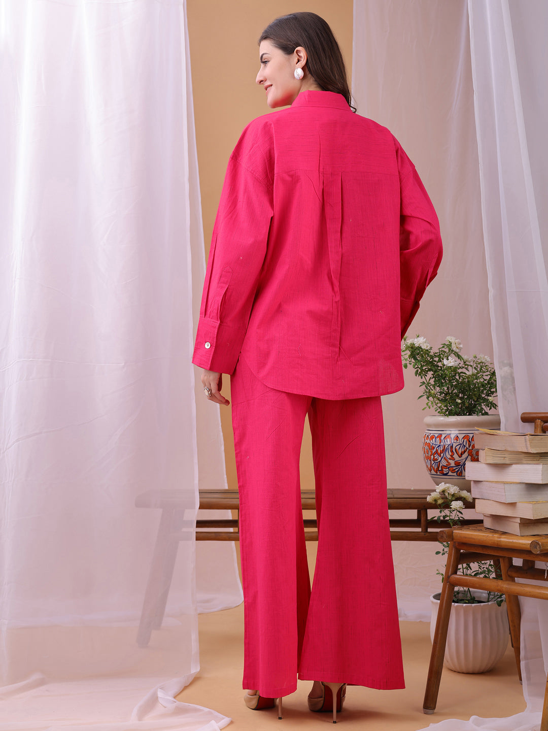 Pink Pure Flex Cotton Handwork Polkha dots Co-ords set