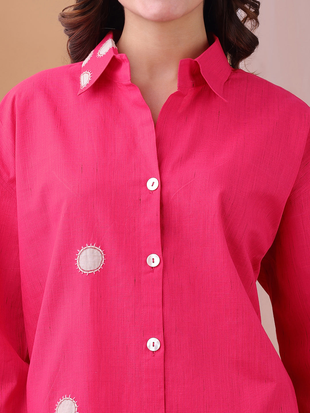 Pink Pure Flex Cotton Handwork Polkha dots Co-ords set