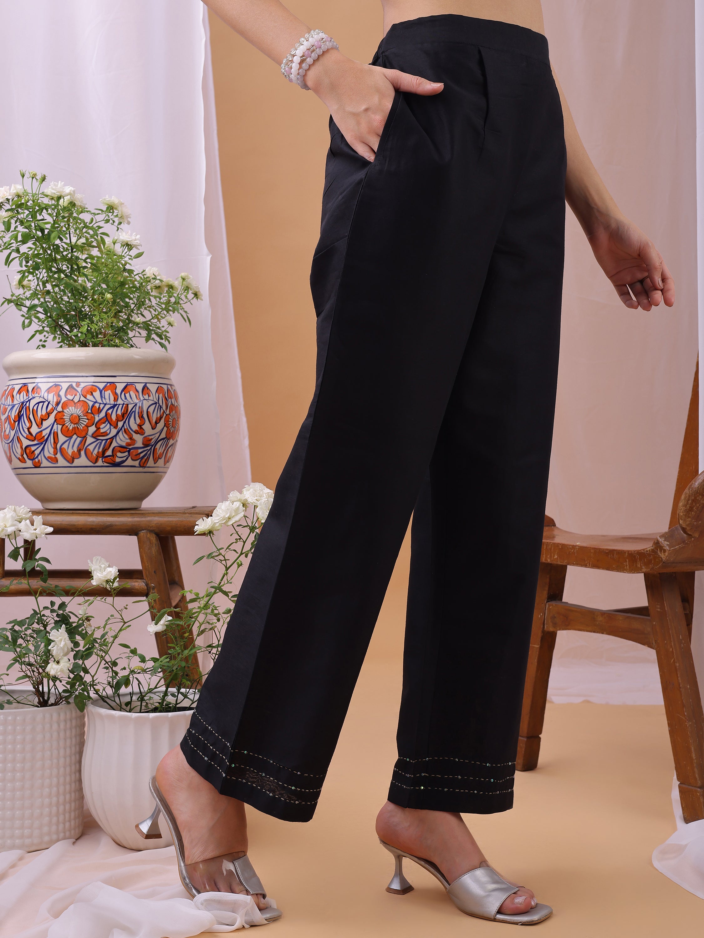Black Pure Cambric Cotton Printed Ajrakh Print Co-ords set
