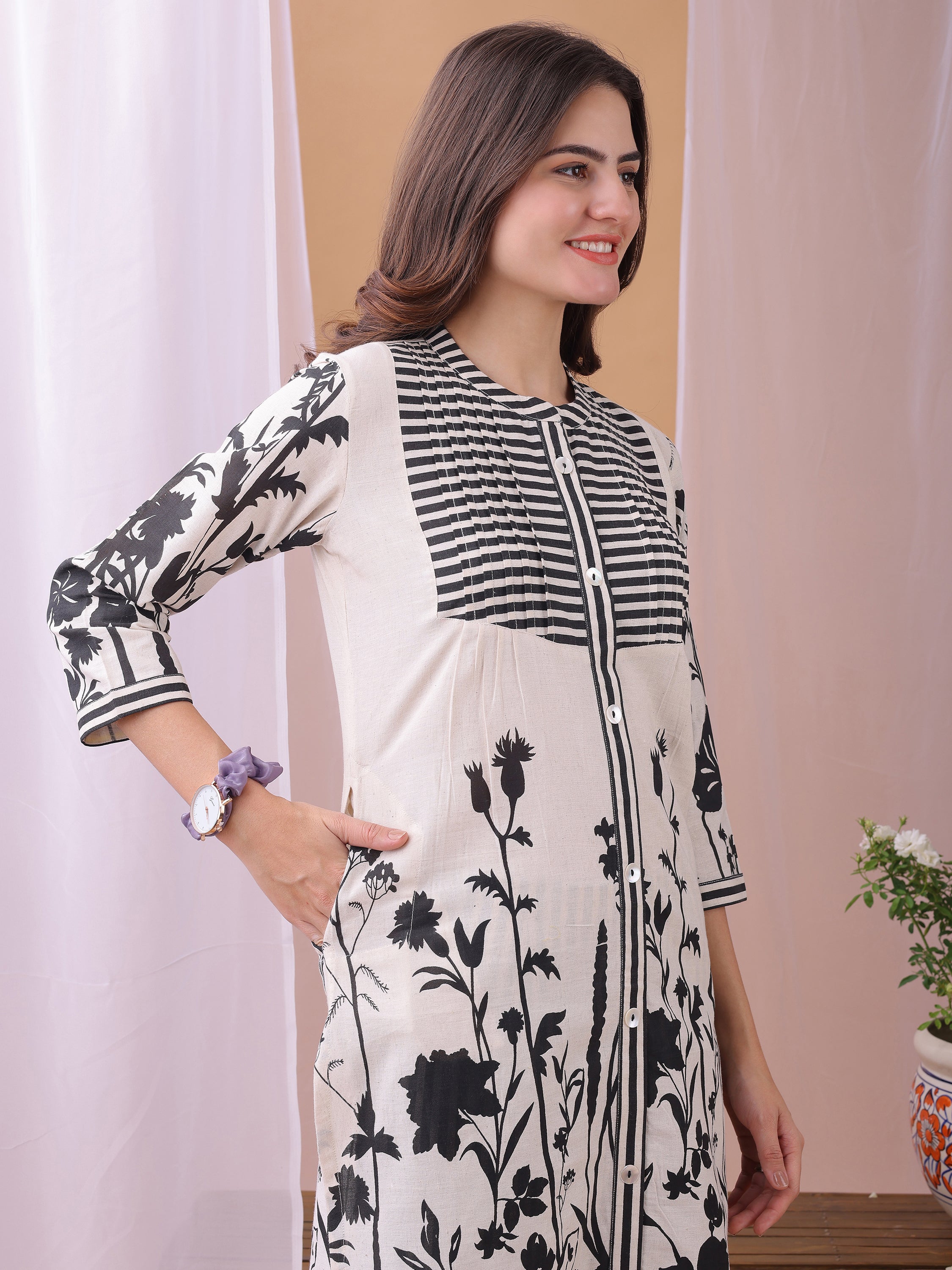 Black Pure Flex Cotton Printed Floral Co-ords set