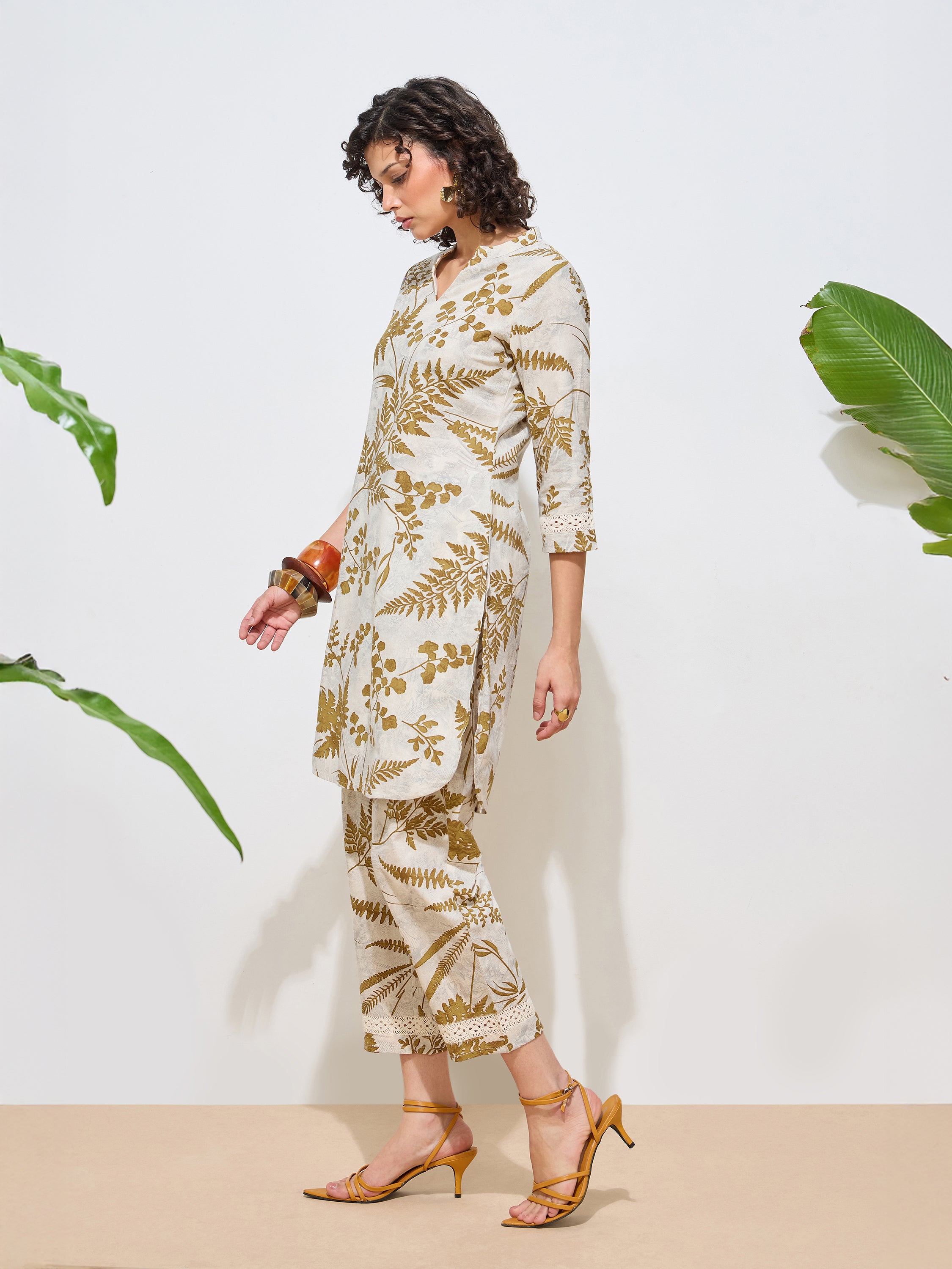 Women's Mustard Floral Printed Pure Flex Cotton Co-ord Set