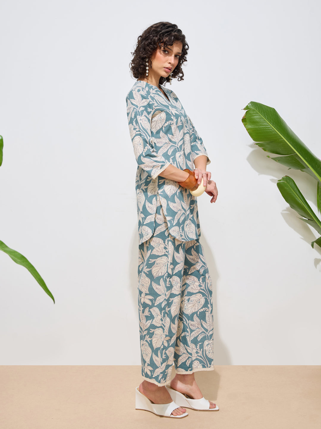 Women's Blue Floral Printed Pure Flex Cotton Co-ord Set