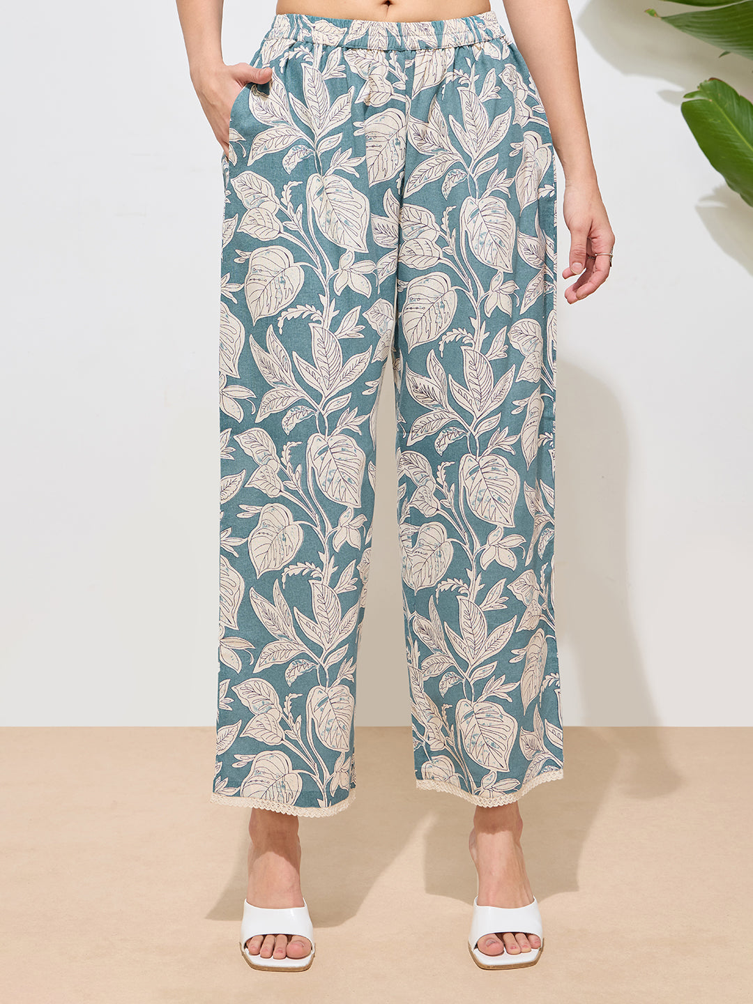 Women's Blue Floral Printed Pure Flex Cotton Co-ord Set