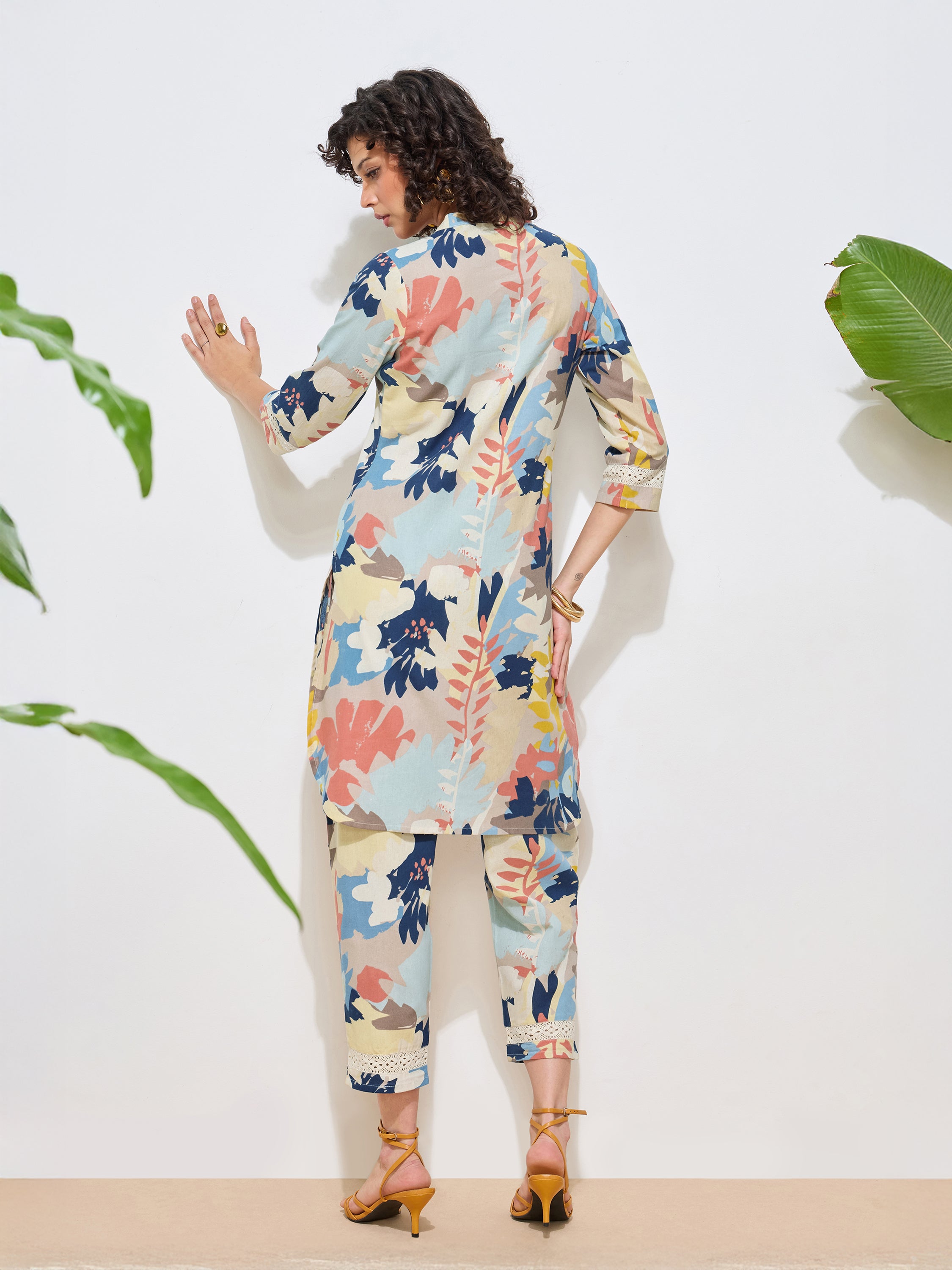 Women's Orange Floral Printed Pure Flex Cotton Co-ord Set