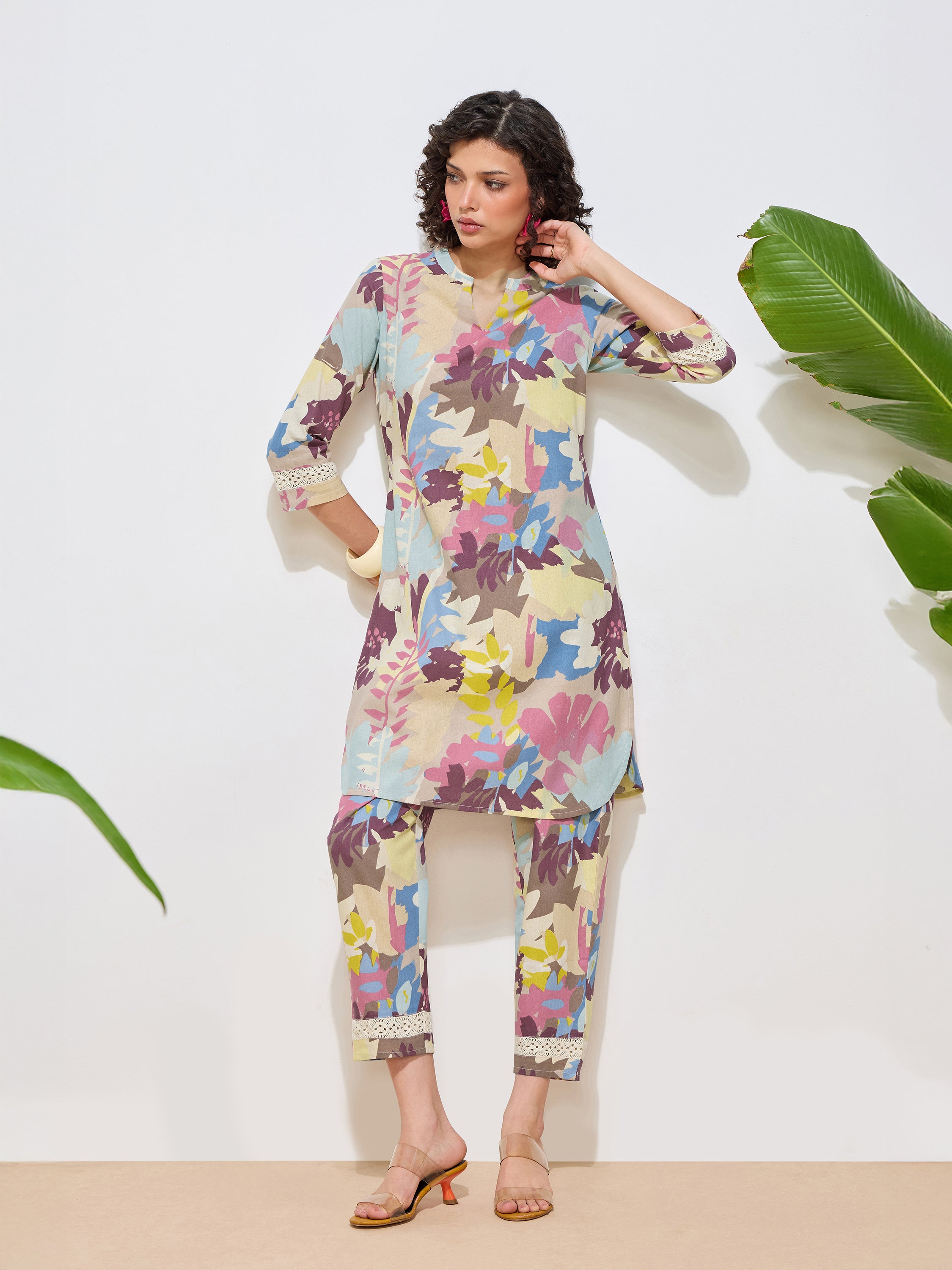Women's Pink Floral Printed Pure Flex Cotton Co-ord Set