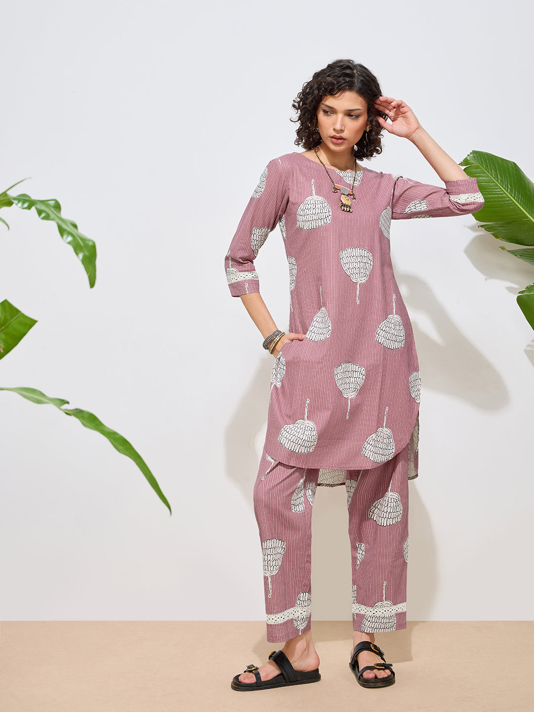 Women's Pink Floral Printed Pure Flex Cotton Co-ord Set