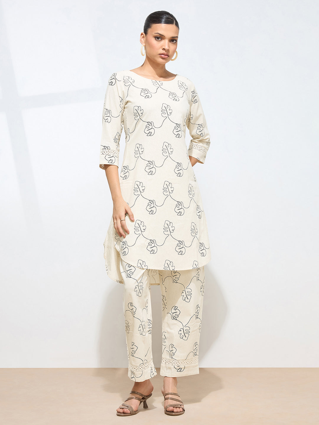 Women's Black Floral Printed Pure Flex Cotton Co-ord Set