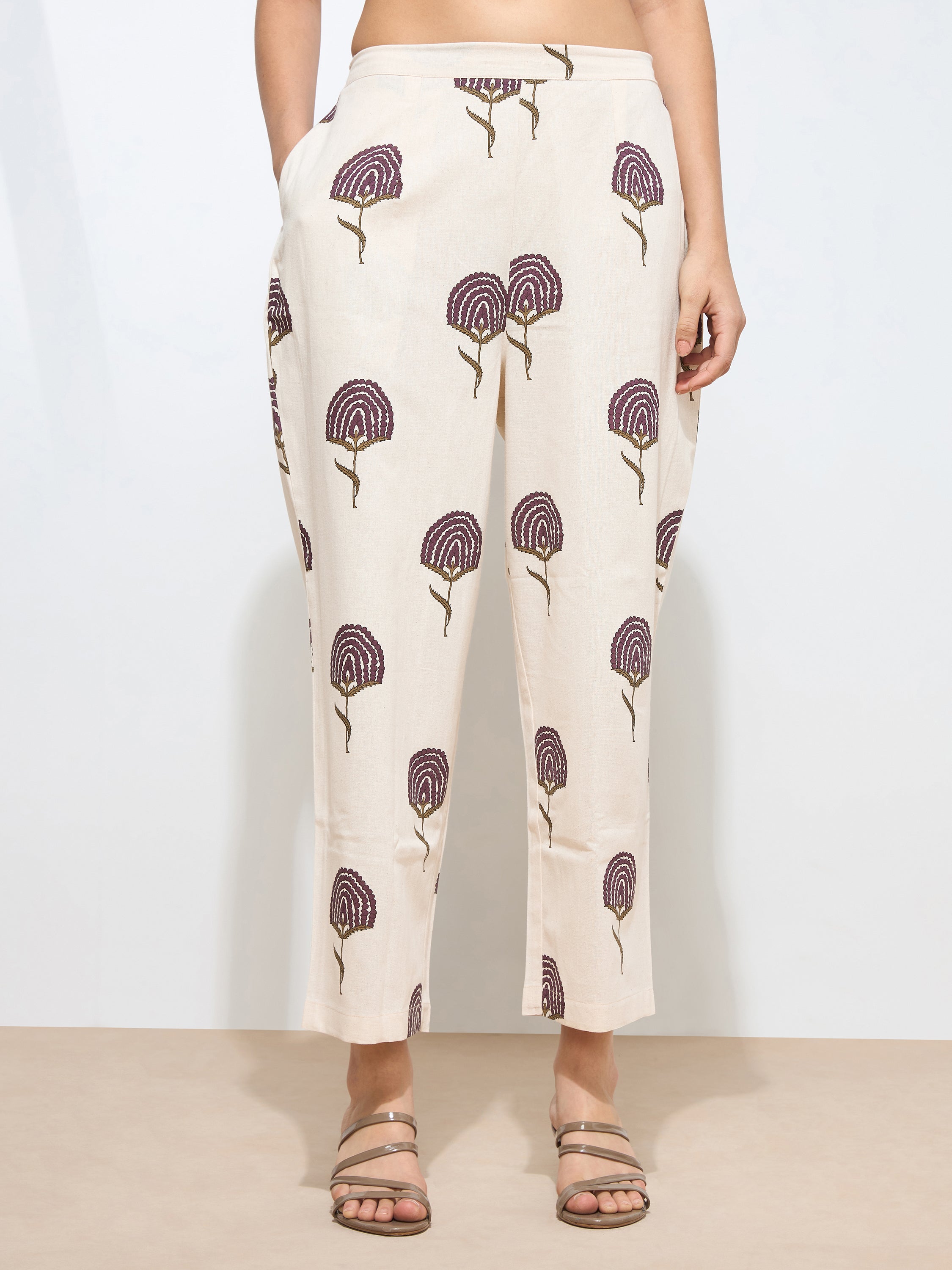 Women's Wine Floral Printed Pure Flex Cotton Co-ord Set