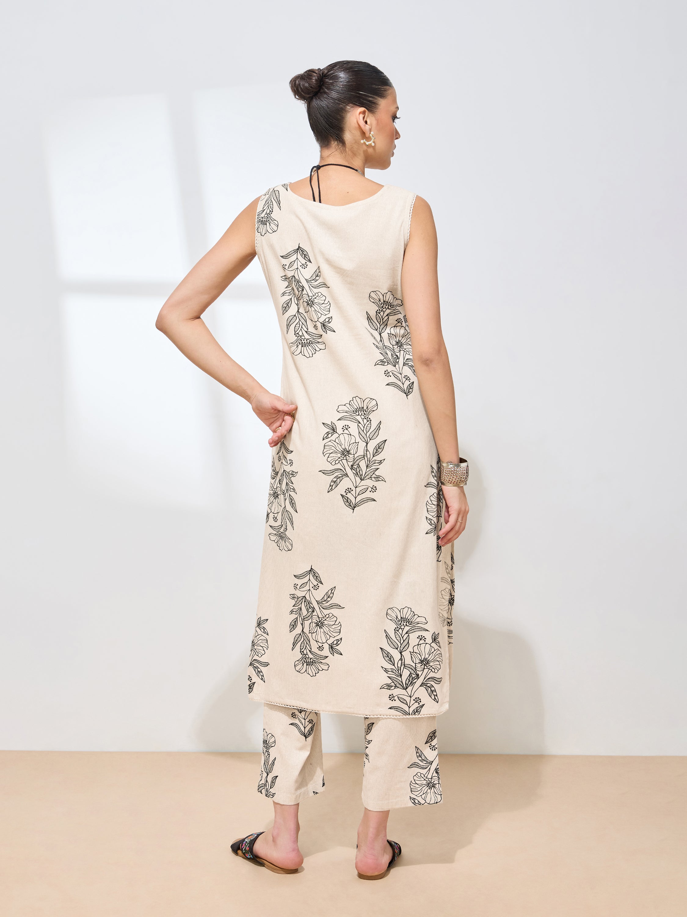 Women's Black Floral Printed Pure Flex Cotton Co-ord Set