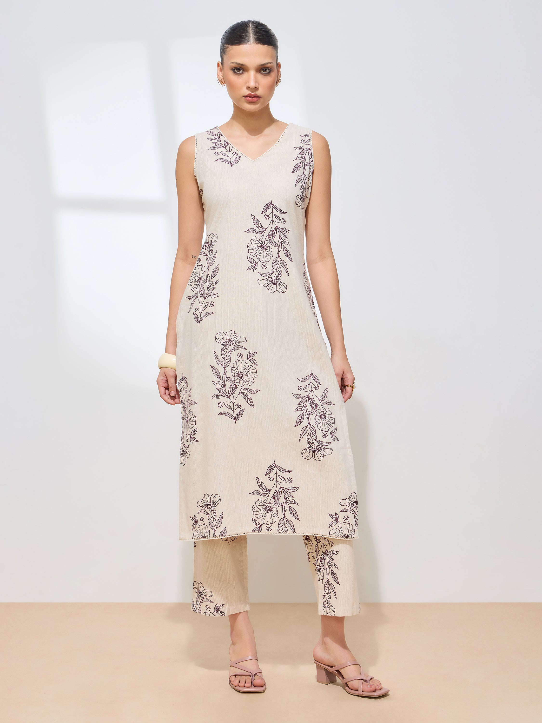 Women's Maroon Floral Printed Pure Flex Cotton Co-ord Set