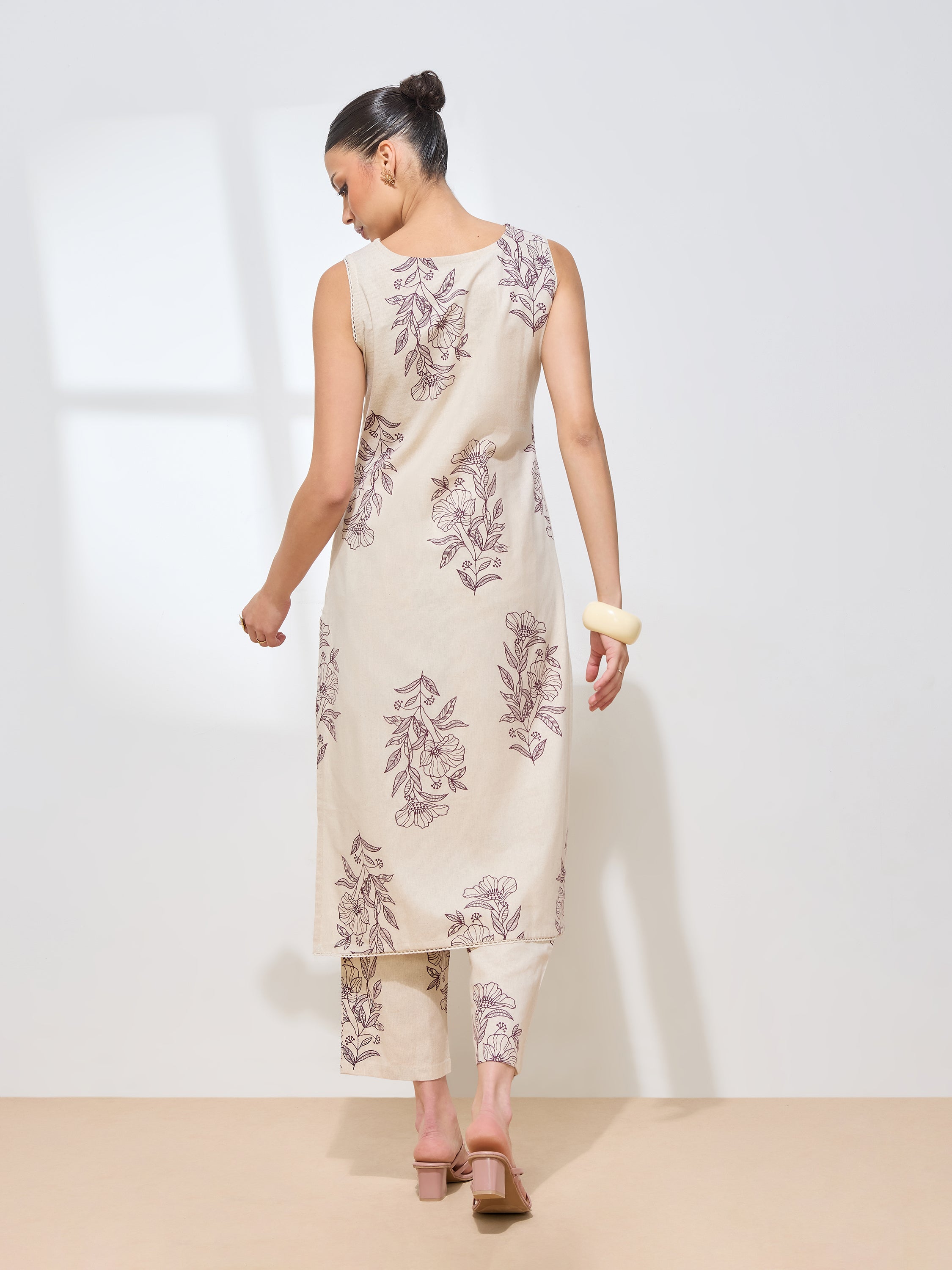 Women's Maroon Floral Printed Pure Flex Cotton Co-ord Set