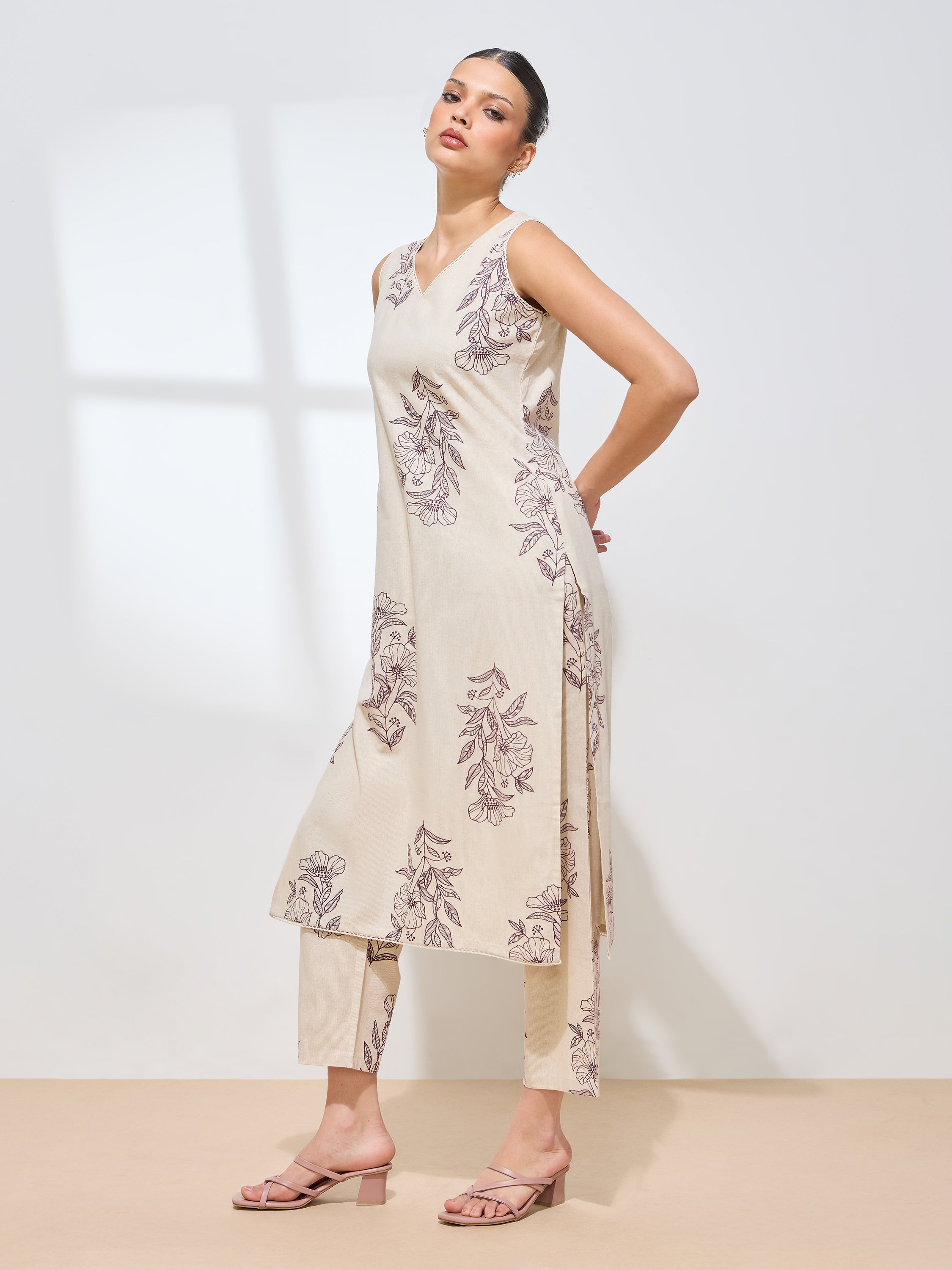 Women's Maroon Floral Printed Pure Flex Cotton Co-ord Set