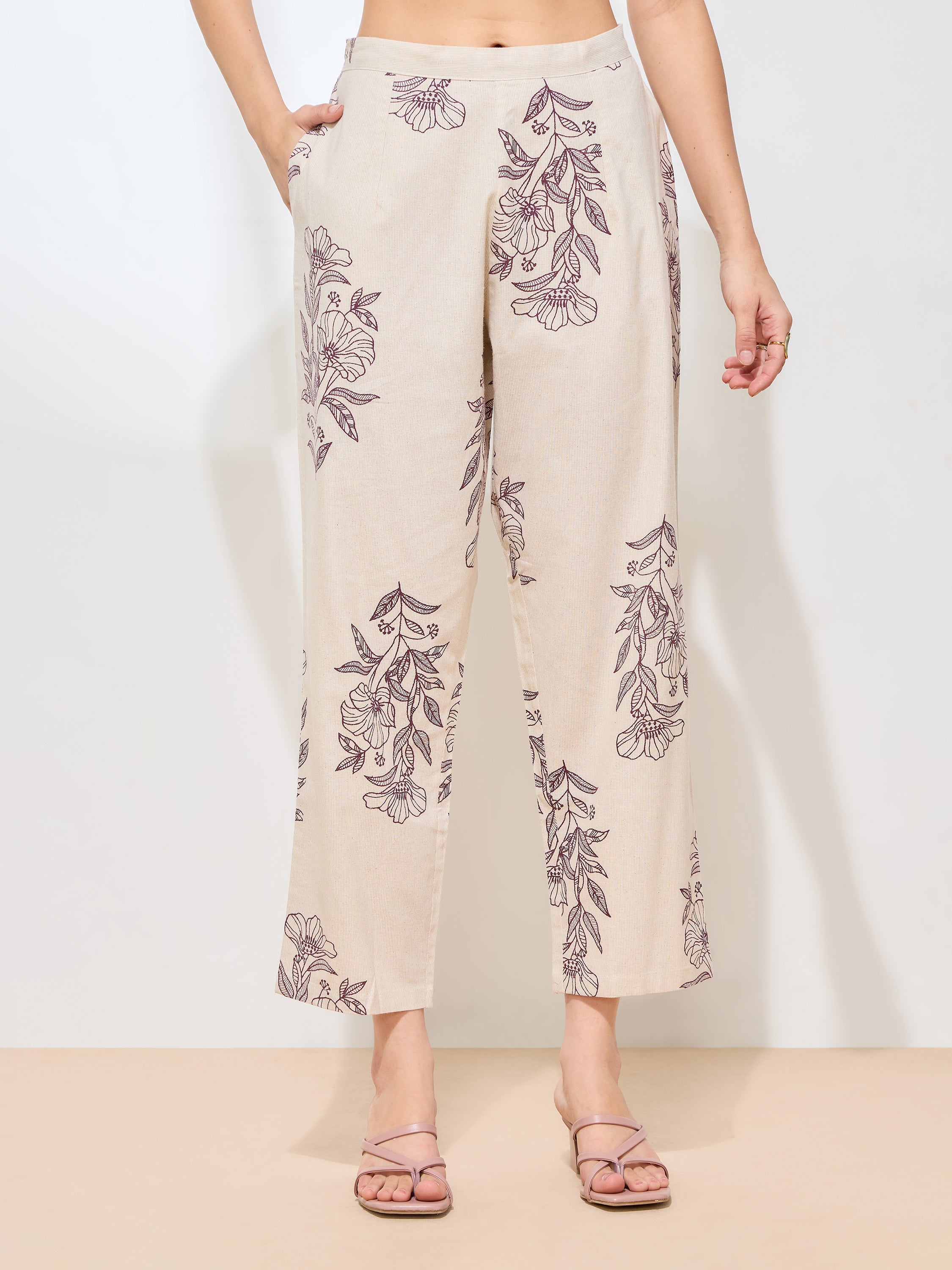 Women's Maroon Floral Printed Pure Flex Cotton Co-ord Set