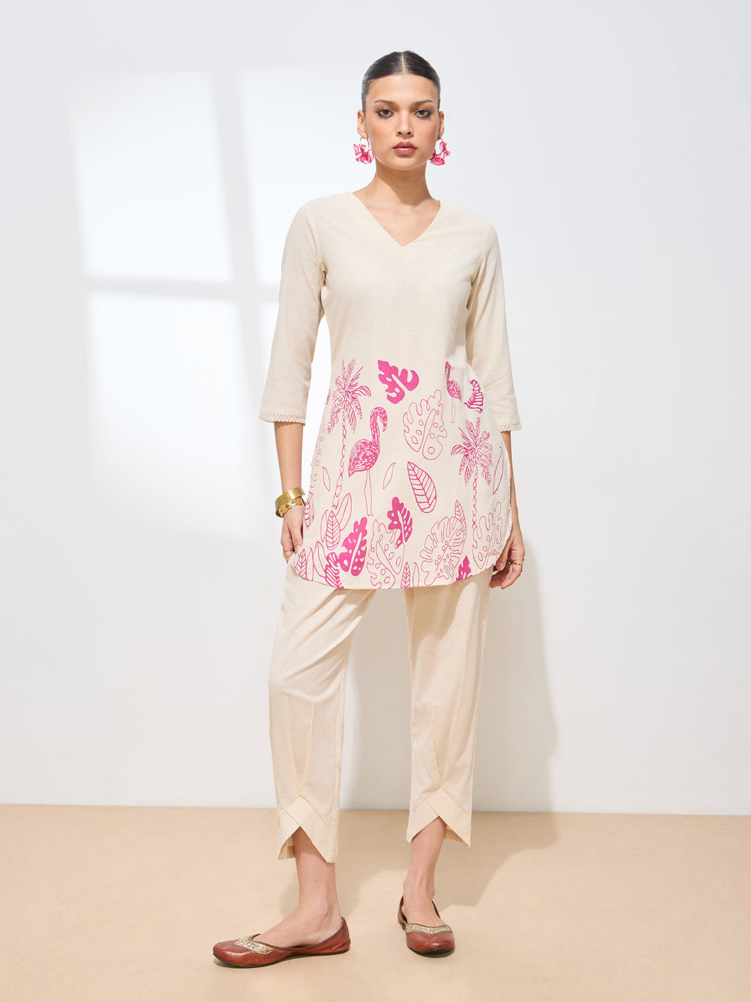 Women's Pink Floral Printed Pure Flex Cotton Co-ord Set