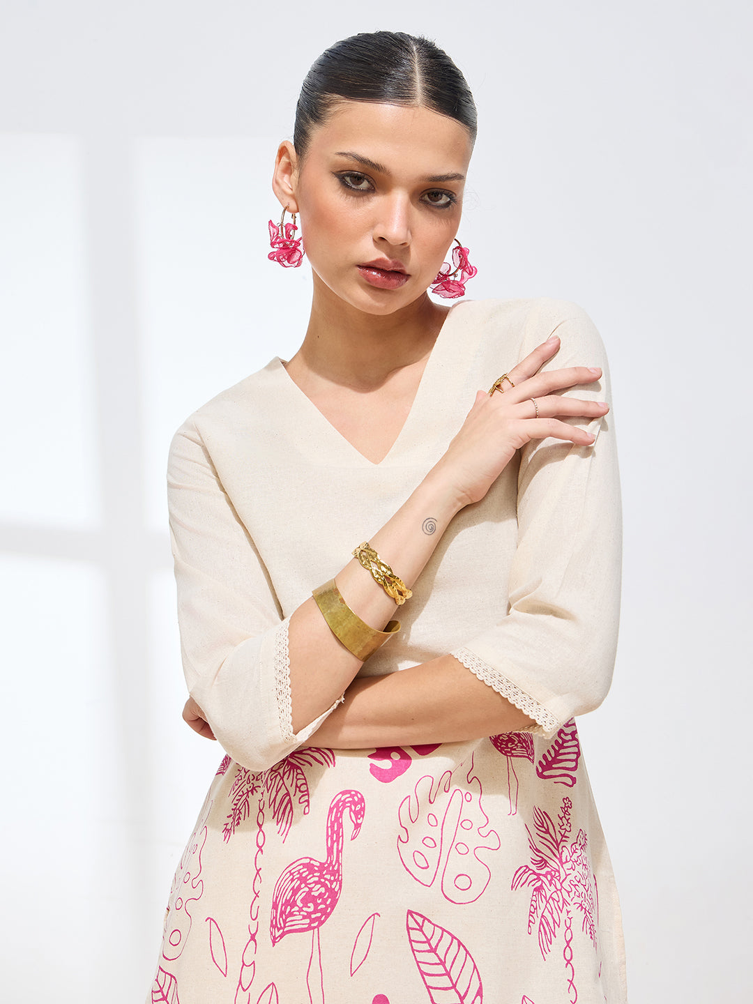 Women's Pink Floral Printed Pure Flex Cotton Co-ord Set